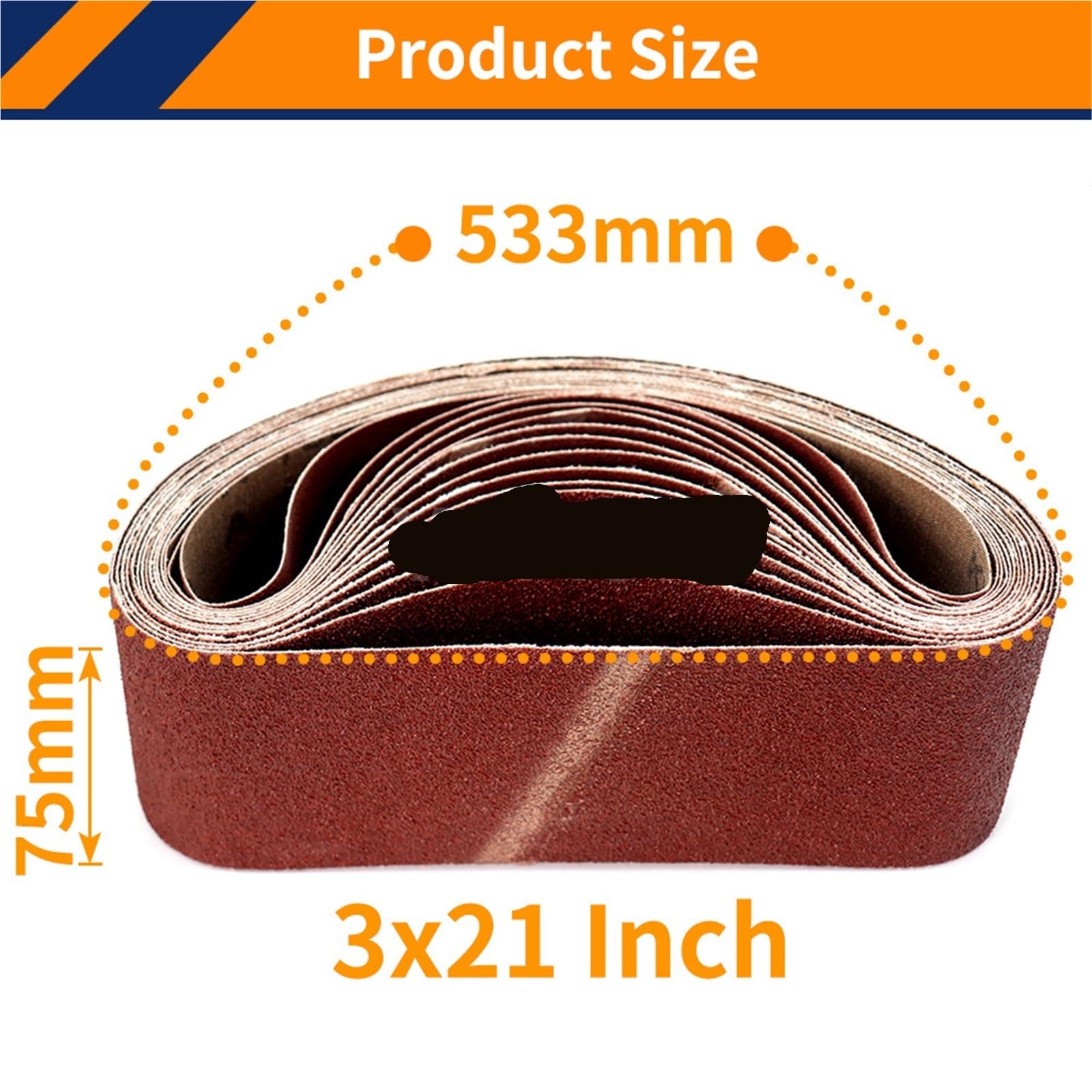 Pasy szlifierskie, Taśma szlifierska 10 szt. Tlenek glinu 3x21 cali, ziarnistość 40-1000, do drewna i metalu(10pcs 100 Grit)
