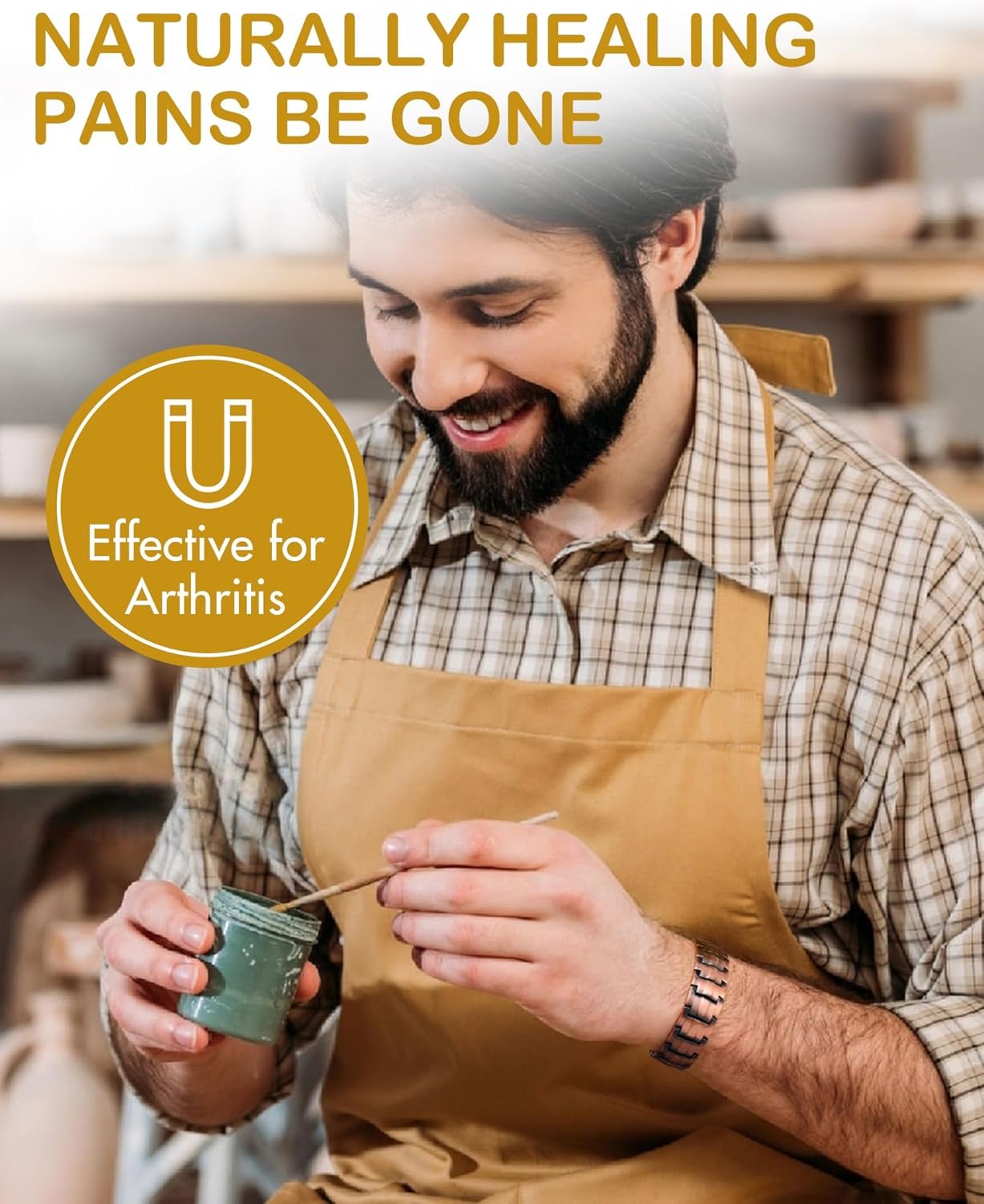 Feraco Copper Bracelet for Men 4 Kinds Magnetic Bracelets Elegant 99.99% Solid Copper Jewelry with Magnets - Image 6