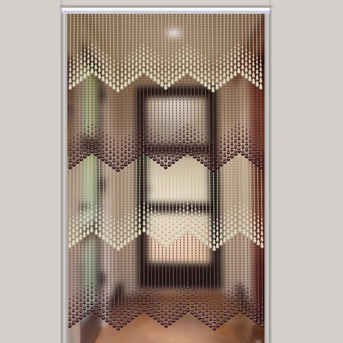 CHZIMADE 32 Lines Wooden Doorway Beaded Door Curtain Room Divider Curtain Blind Soild Wood Room Window