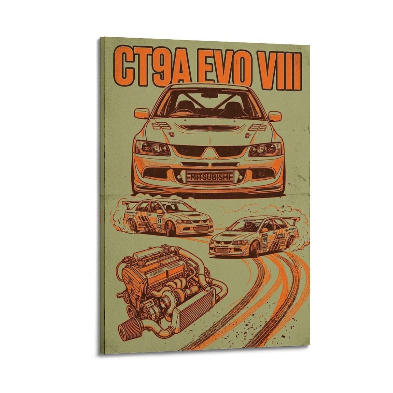 OKAHYS JDM Racing Culture Poster Lancer Evo VIII CT9A Modern Decorative Canvas Prints - Ideal Wall Art for Family, Man Cave, Game Room, Boys & Girls Bedroom 12x18inch(30x45cm)