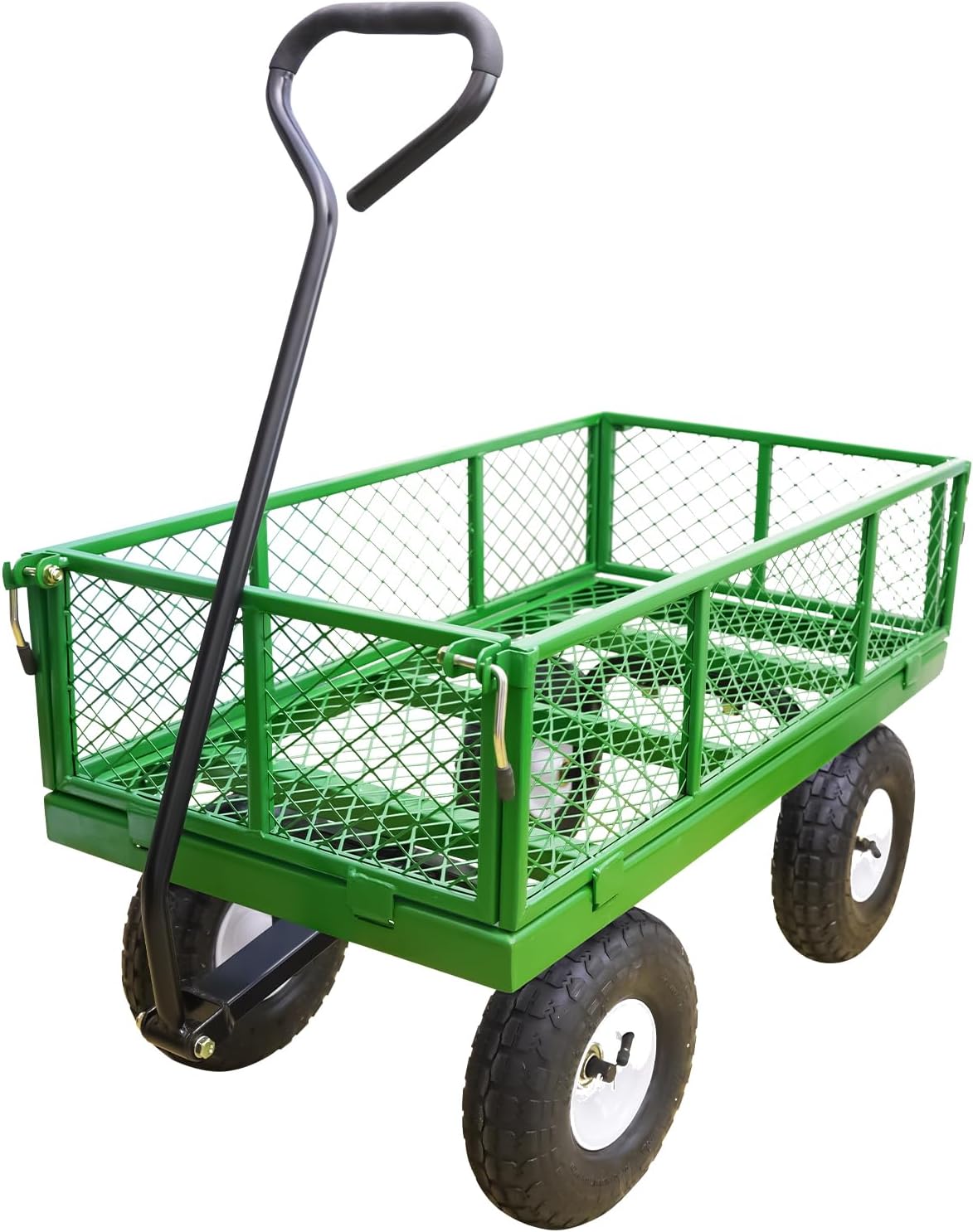 AAIN 600 Lbs Poly Garden Dump Cart,Camping Beach Wagon with 180° Rotating Handle and 10"Pneumatic Tires,Practical Heavy Duty Yard carts and Wagons,Quick Release Utility Wheel Barrow Trolley,Green A078