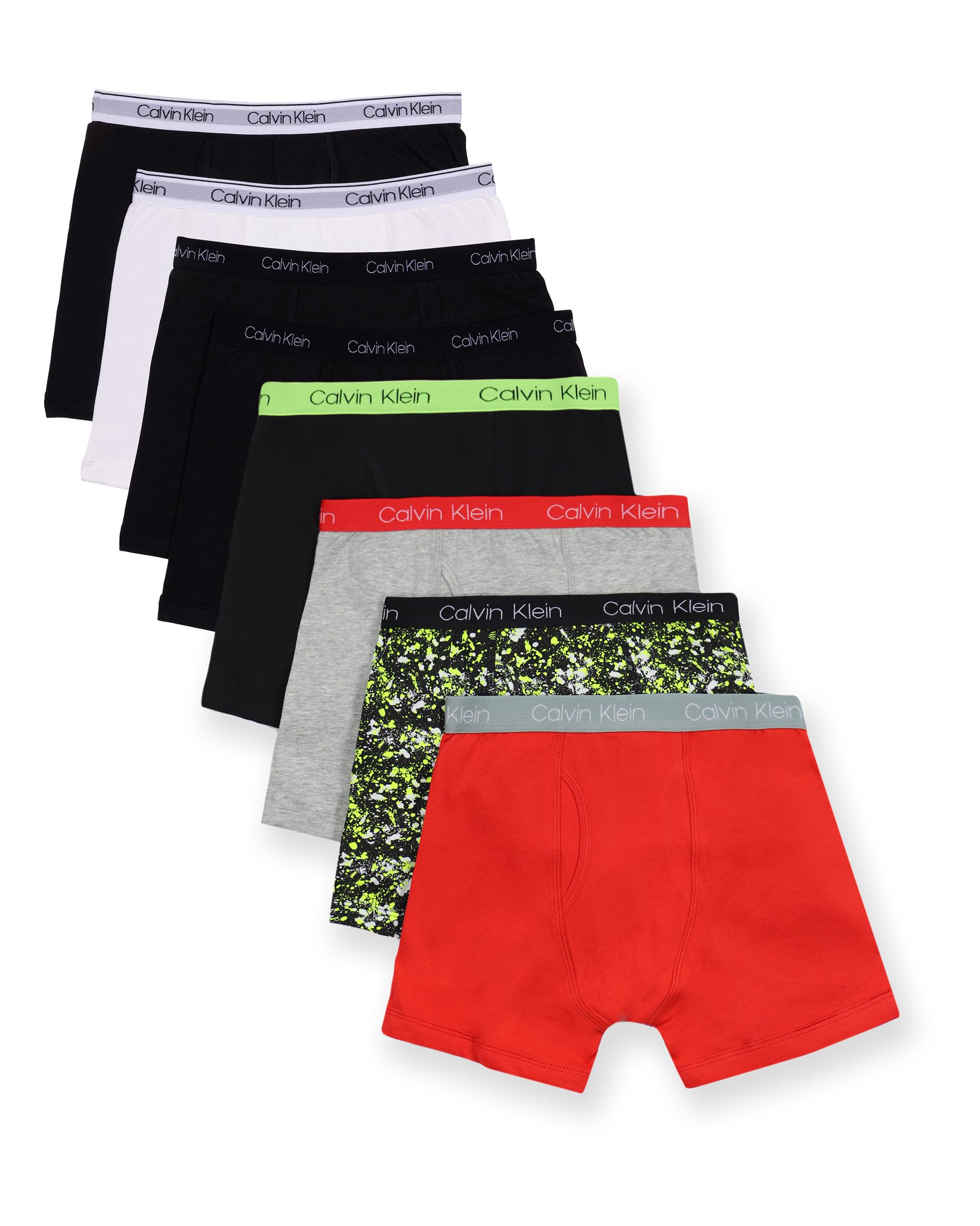 Calvin Klein Kids Boys Modern Cotton Boxer Brief Underwear 8-Pack Splatter Pack Medium