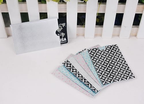 Miniatura 7 de Juego de 8 fundas para tarjetas de crédito, 8 fundas de bloqueo RFID, protección contra robo de identidad para hombres y mujeres, diseño elegante y