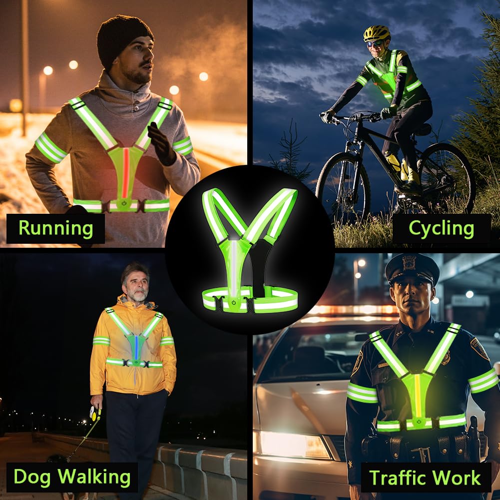 LED Gilet Catarifrangente Ricaricabile USB per Running Ciclismo Jogging Notturni