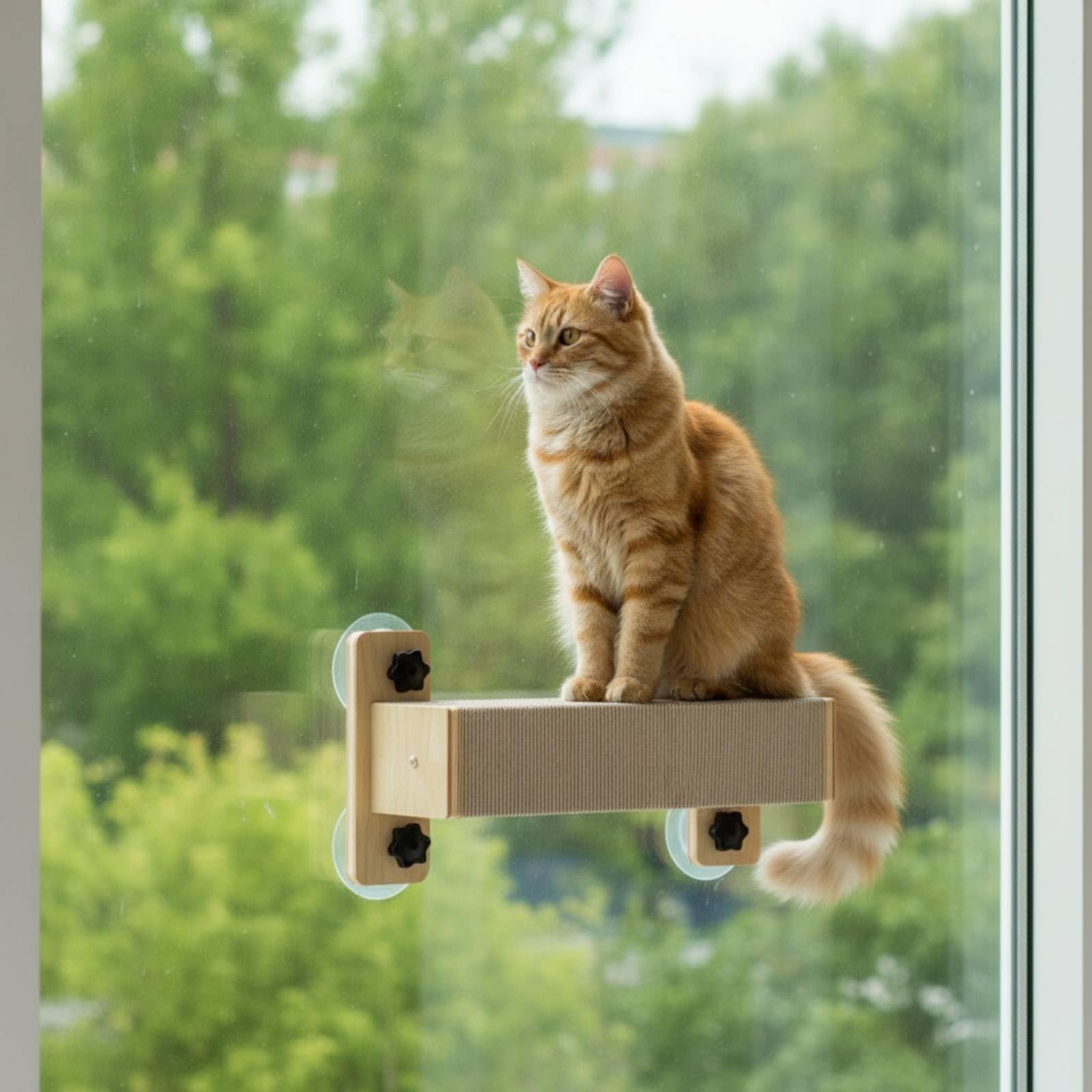 predolo Katzenliege mit Saugnapfhalterung wandmontiert Katzenbett mit Saugnapf stabil Katzenfensterbett für Katzen, Fliesenwand, Minimalistisch, Saugnapf, Quadratische Säule