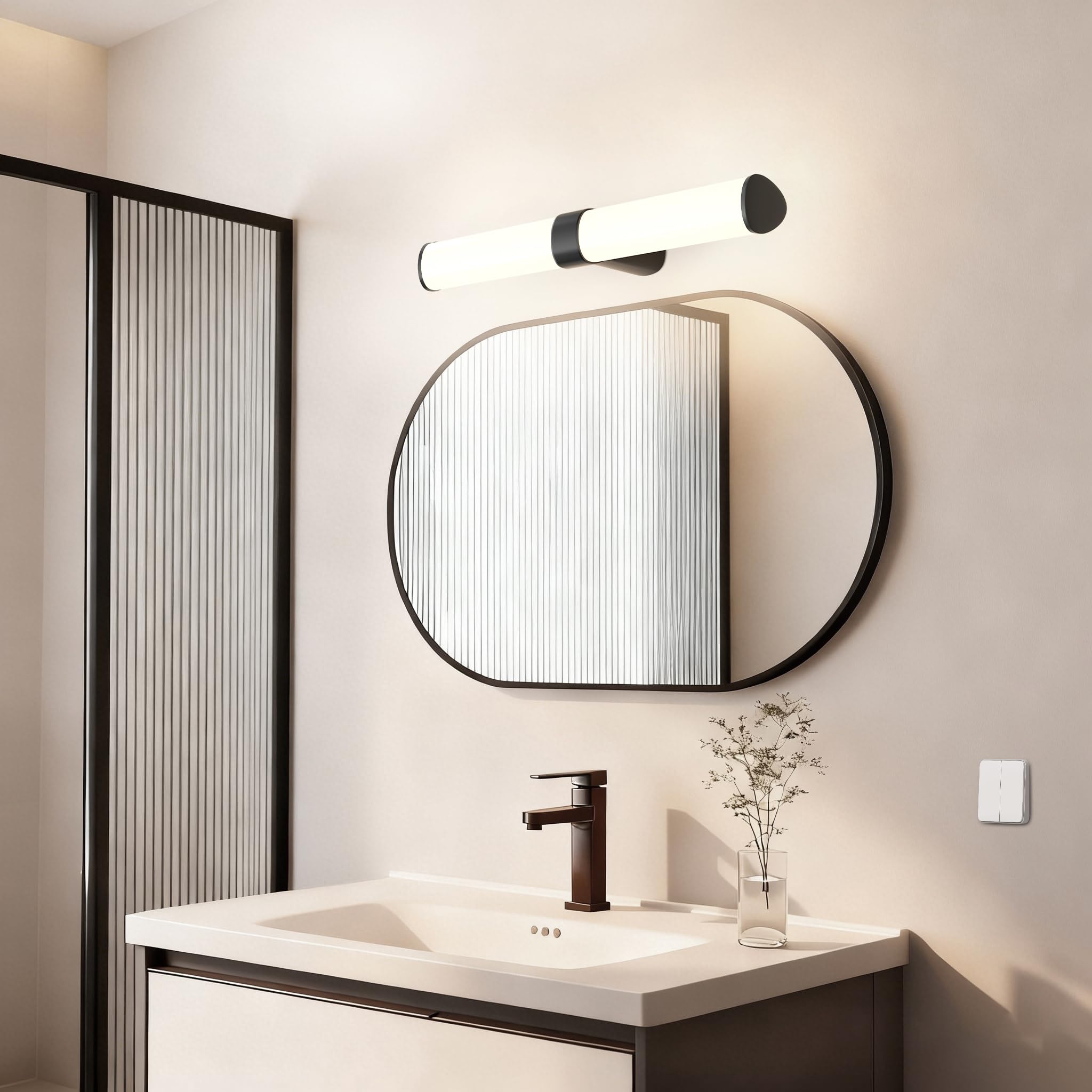 15W Luce Applique da Parete LED per Specchio Bagno, 60CM Lampada da Nero Opaco Moderna, Alta Luminosità 1500Lm Non Dimmerabile, IP44 Impermeabile, 230V, 3 Colori di Illuminazione