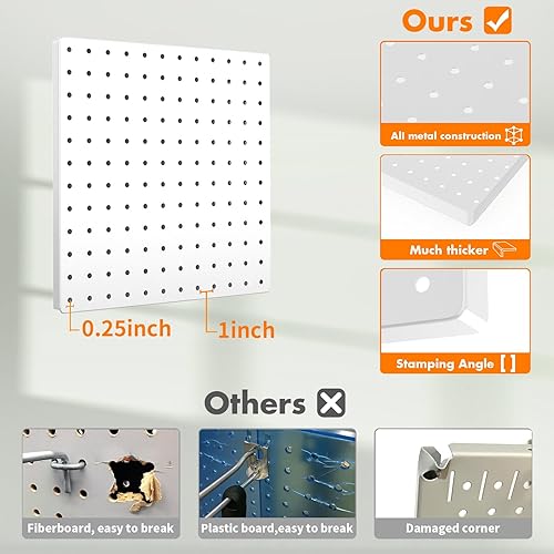 Miniatura 37 de FZK Tablero de clavijas, kit organizador de pared de 74 piezas de metal. Tablero de clavijas resistente, tableros de clavijas, tablero de clavijas