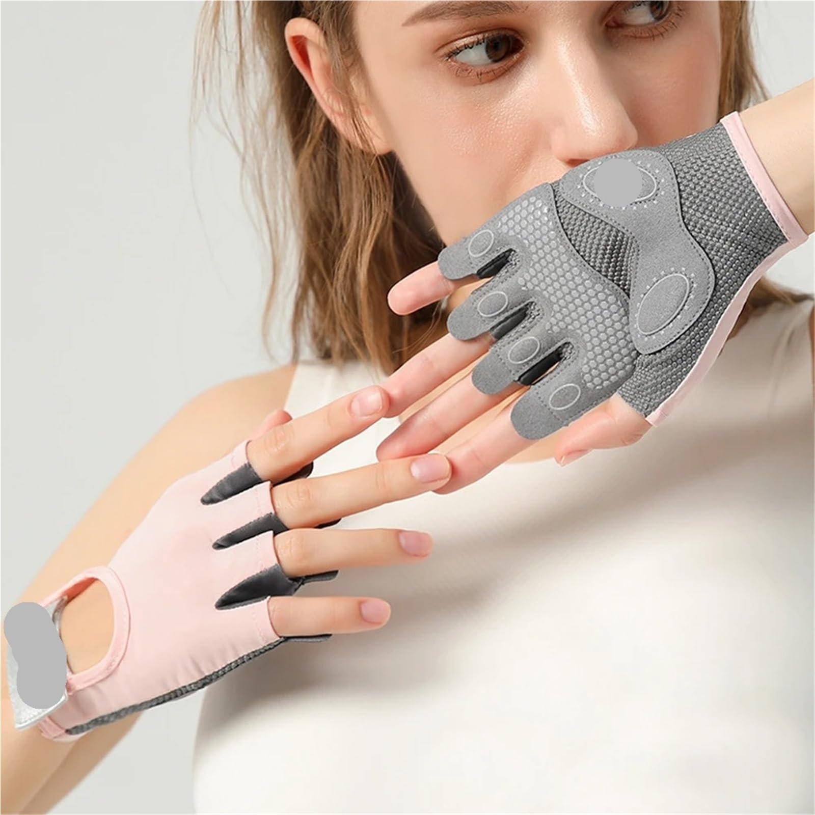 Guanti da Palestra Guanti Fitness Traspiranti a Mezze Dita for Uomo e Donna, Guanti a Mezze Dita, Guanti Lavabili a Mano(Pink,L)