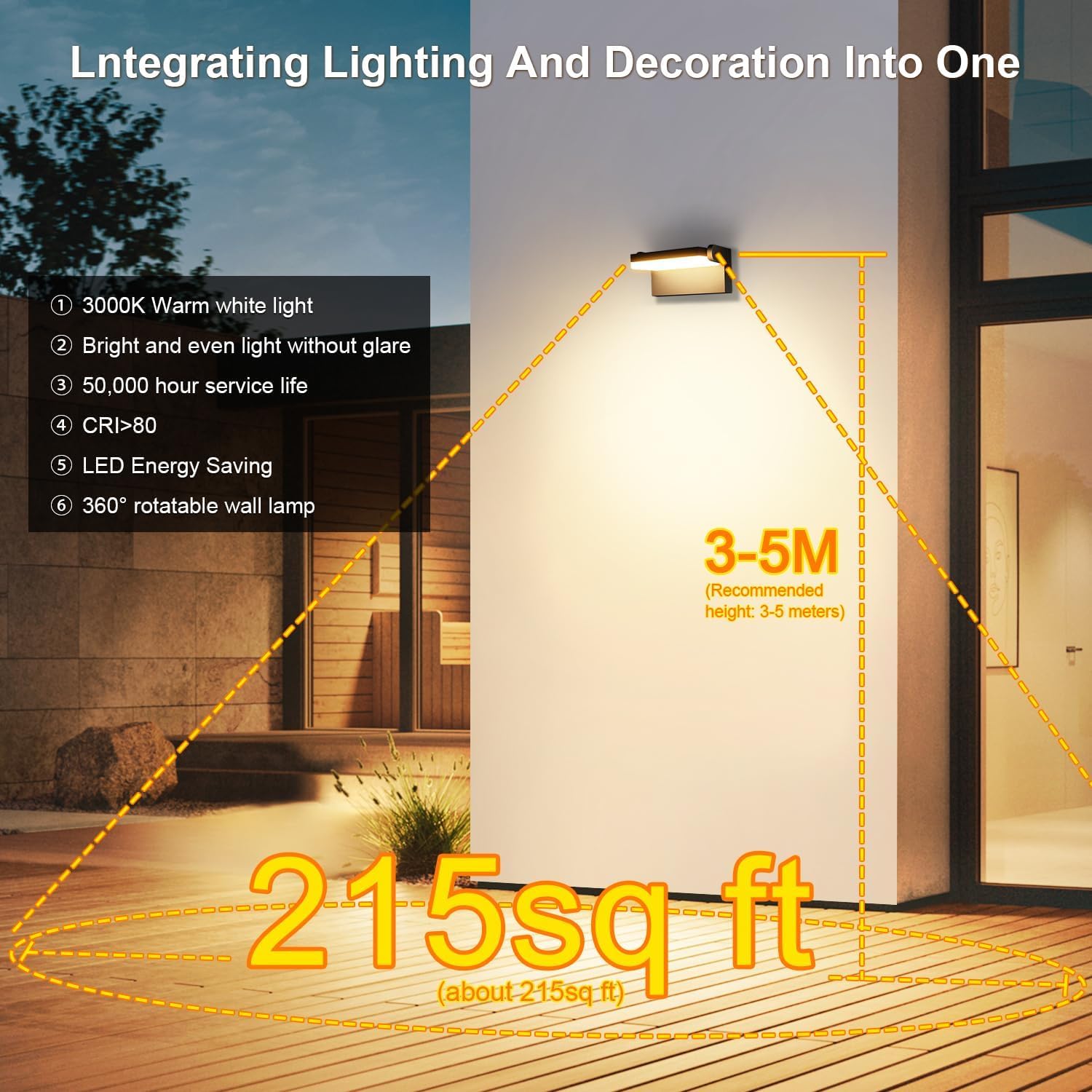 Kingwen 40W Außenwandleuchten 3000K LED Wandleuchte Aussen/Innen LED Wandleuchte Außen Modern mit 360°Schwenkbar Panel Wandleuchte Aussen Wasserdicht IP65,Schwarz,für Garagen Terrasse