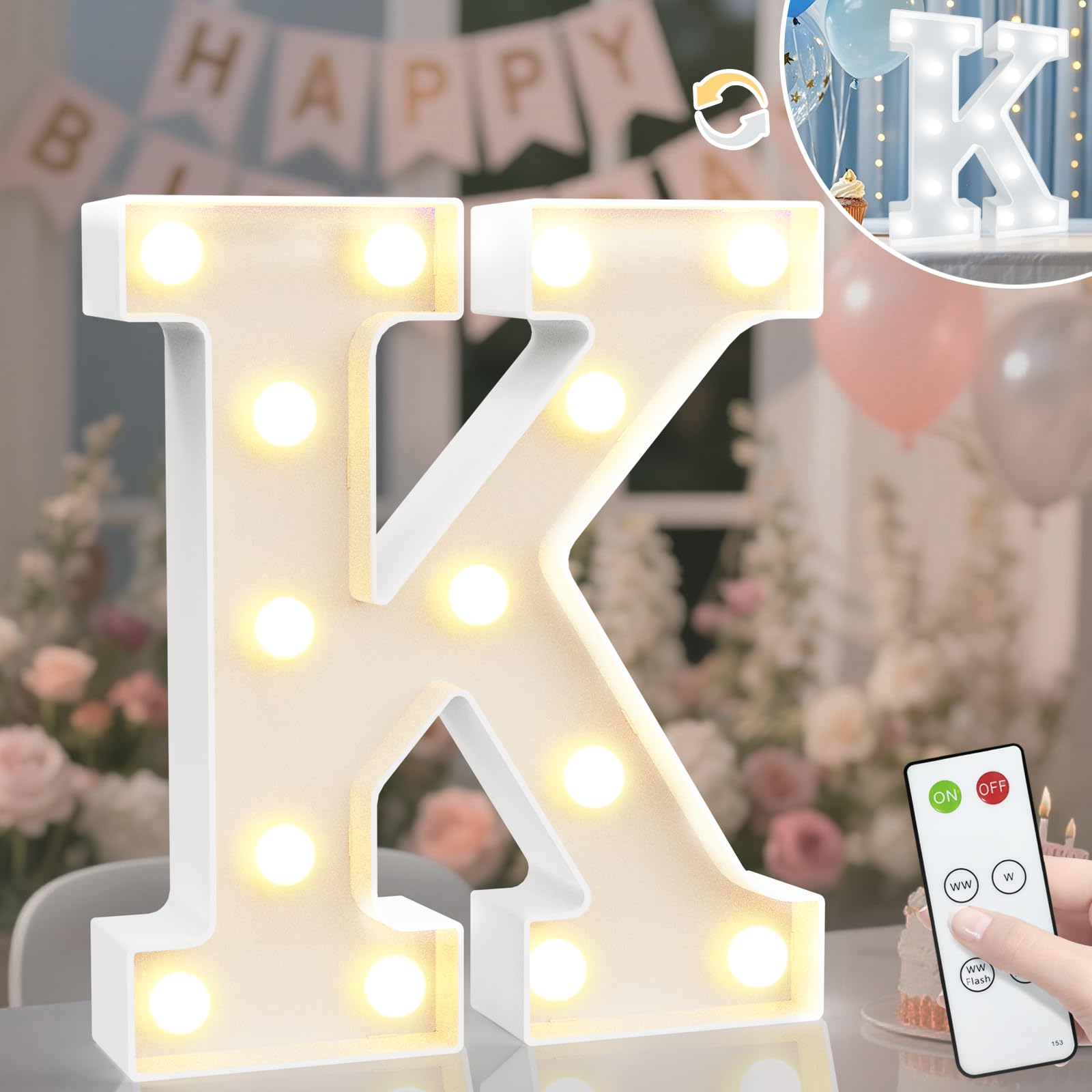 8.8" Decorative LED Light Up Numbers, Marquee Numbers Lights for 7th Birthday Decorations, Lighted Number Sign for Birthday Party Night Lights Wedding Anniversary Home Wall Decor, White Number 7 — view 66