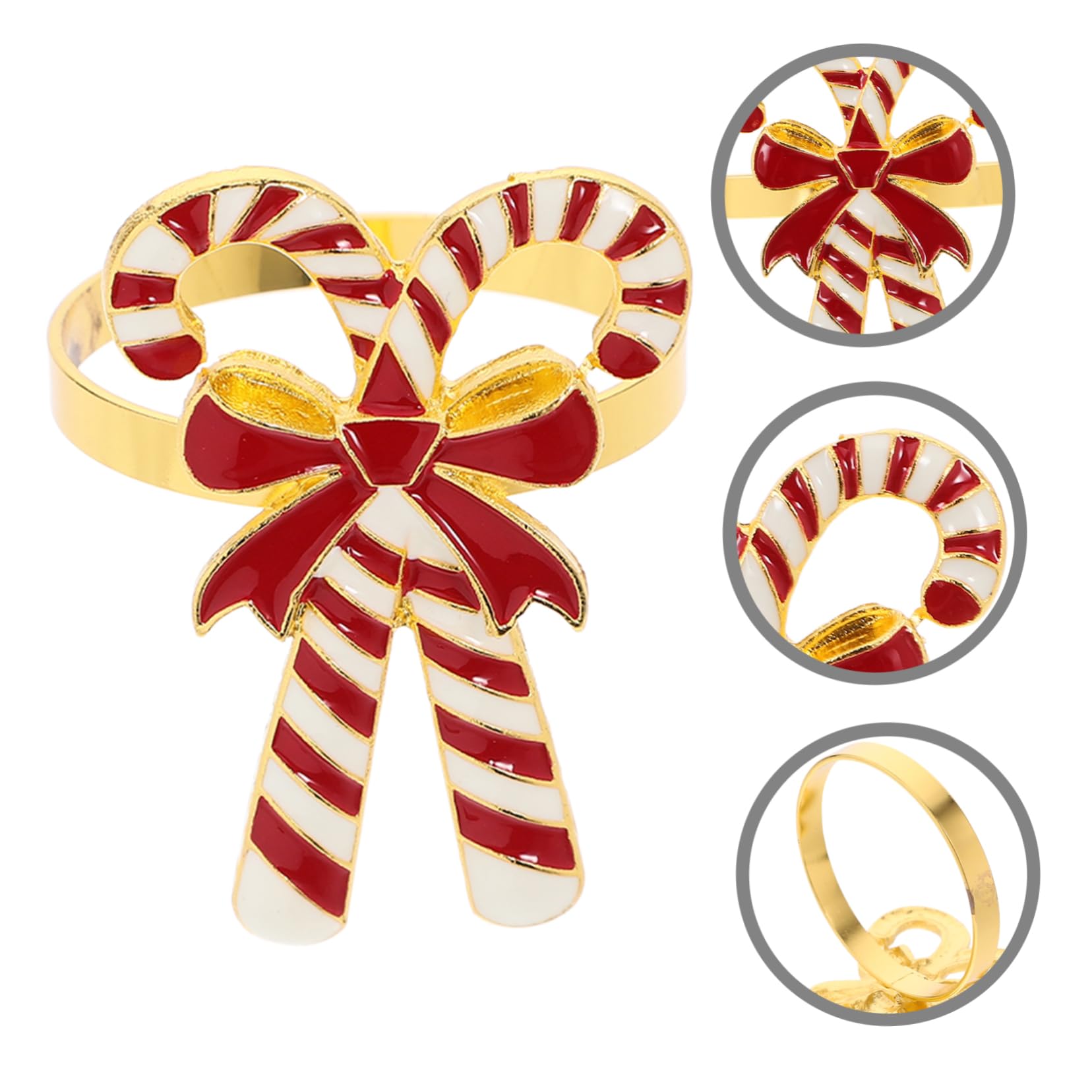 COLLBATH Set 4 Pezzi Anelli Portatovagliolo Natalizi in Lega Fiocco Decorativo, Pratici e Unici per Decorazioni Festive da Tavola Durante Feste di Natale