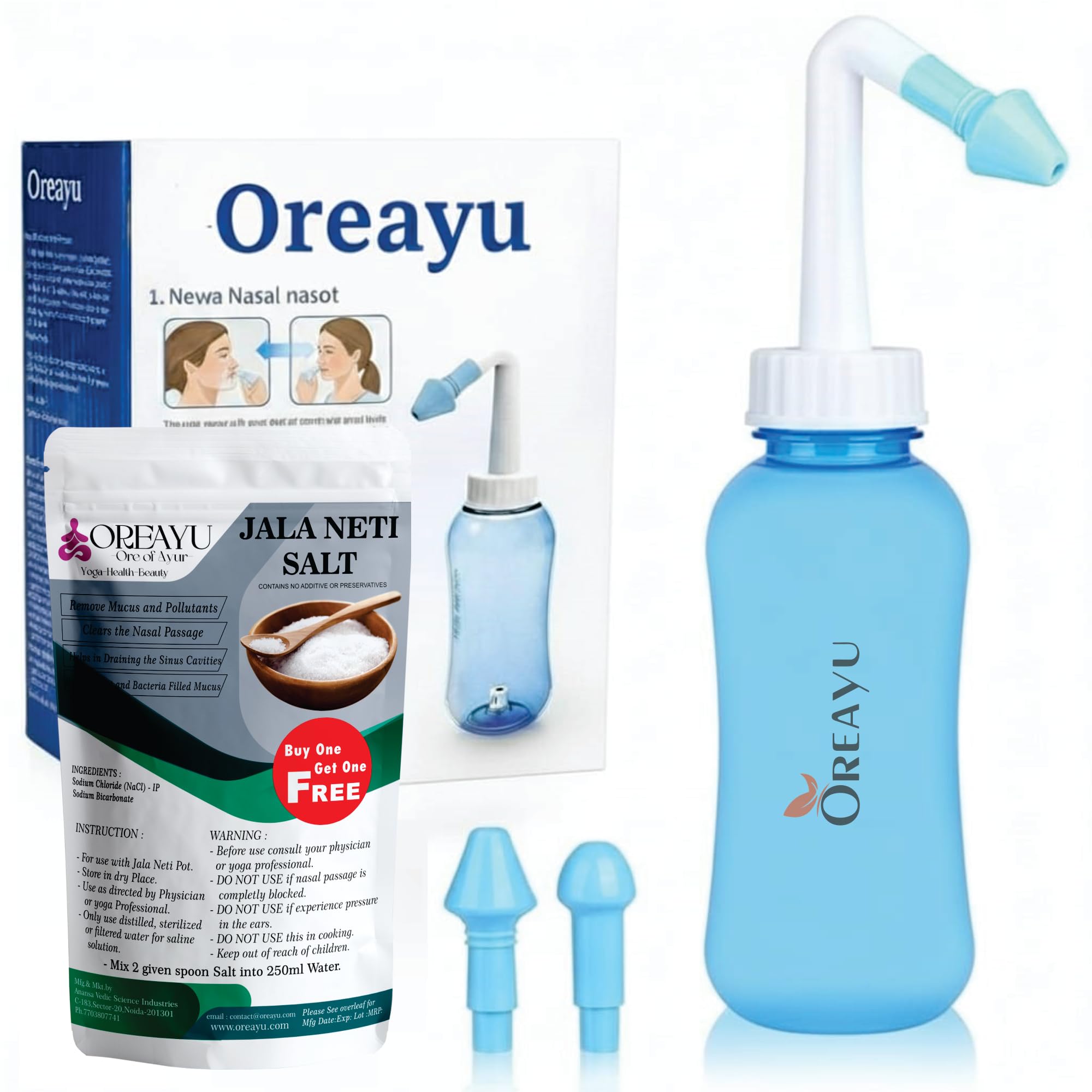 400ML Neti Pot With 300 gm Neti Salt for Sinus Rinse Bottle Nasal Wash Nasal Irrigation Jal Neti Pot with 2 Nozzles, Nose Cleaner Washing Bottle Nasal Spray Nose Cleaner for Adult & Kid Travel Essentials-image-24