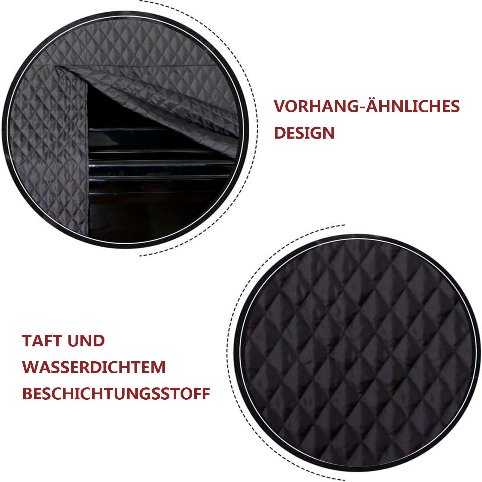 Cutfouwe Vertikales Klavier Abdeckung, Volle Klavierabdeckung,Gesteppte Schwarze Nylon Verdicken Wasserbeständige Klavierzubehör Dekoration(Schwarz),153x33x120cm