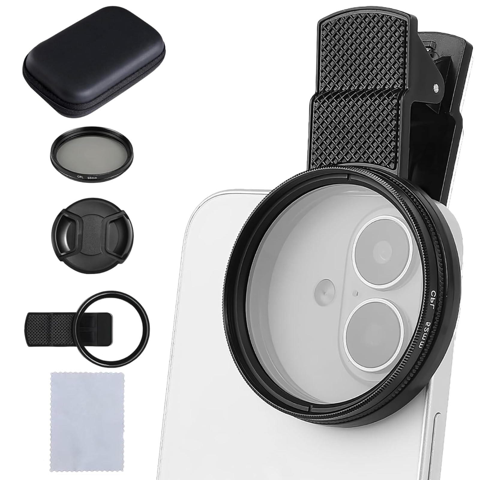 5 Pack Mobile Phone Filter Kit, Polarizing Camera Lens Filter with Clip, Carry Pouch, Lens Cap and Cleaning Cloth, Universal Phone Filter for Photography Enthusiasts-image-24