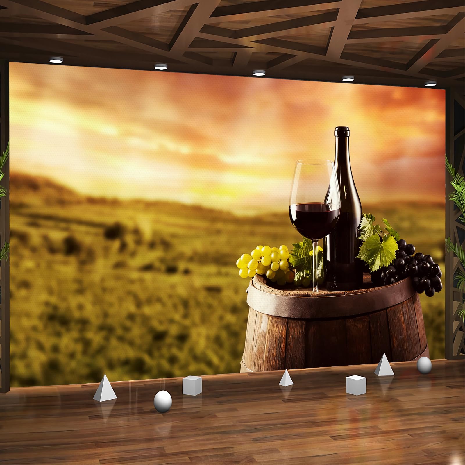 Carta da parati effetto 3D Vino 350 x 256 cm Murale Non Tessuto Tramonto In Campagna Fotomurale Stampa HD Moderna Poster Per Soggiorno E Camera Da Letto Design 1M4011