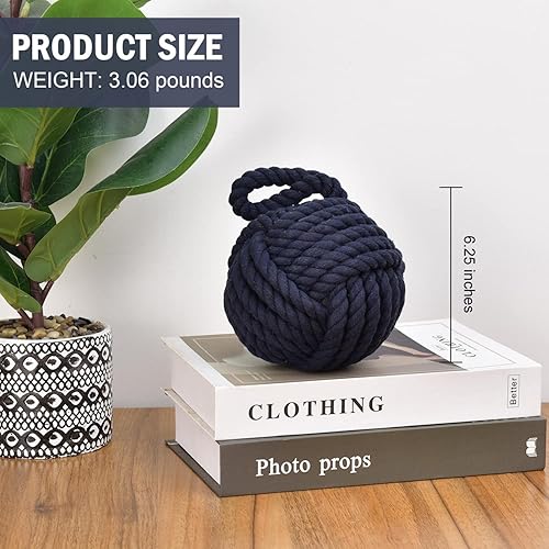 Vista 23 de Pomeat Topes decorativos para puerta, nudo de cuerda, tope de puerta decorativo con peso náutico, tope de puerta resistente, lindo tope de puerta