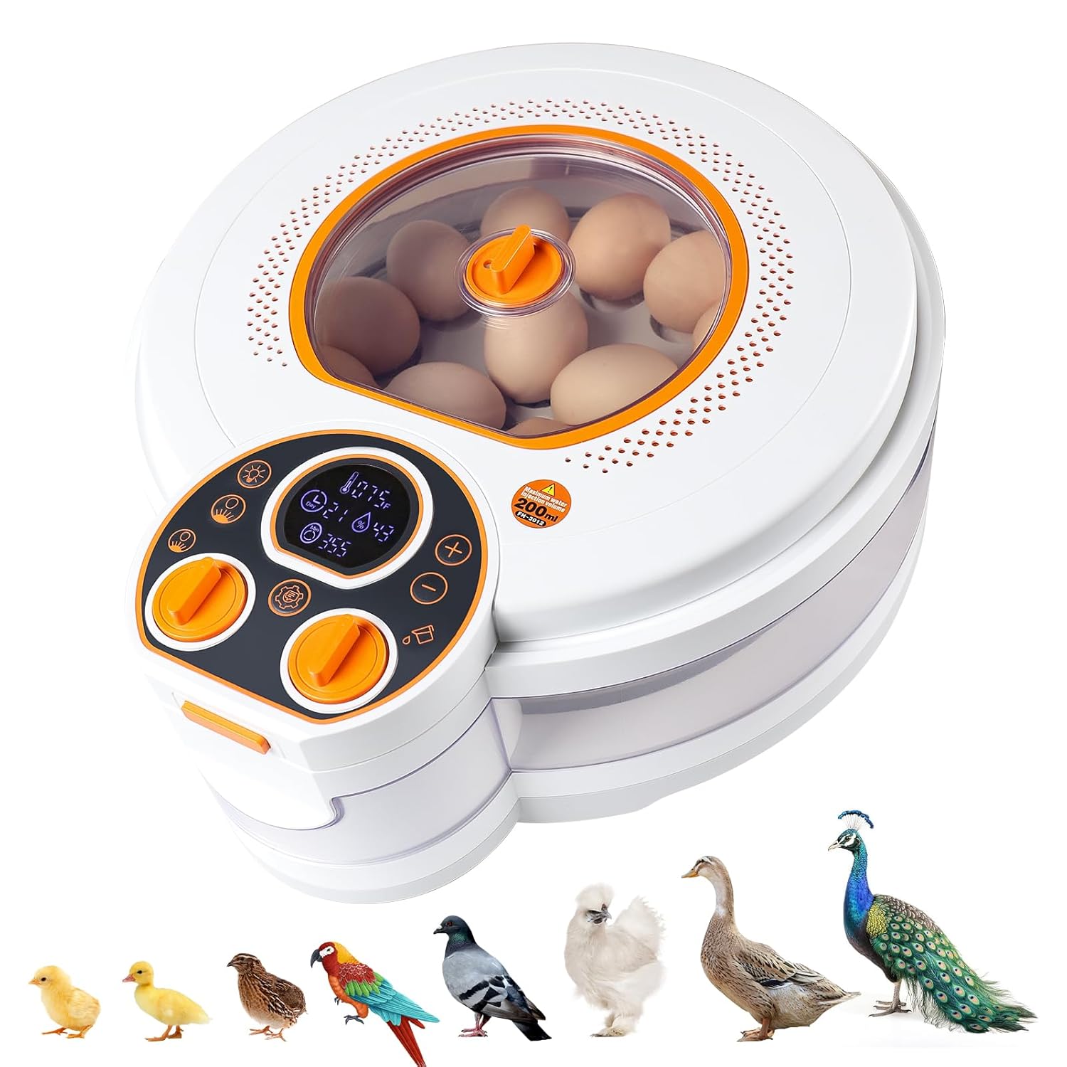 Egg Incubator for Hatching Eggs with 18 & 12 Egg Trays, Automatic Turning, Adjustable Temp & Humidity Control, Egg Candler, Auto Water Refill, Hatch Countdown for Chicken, Quail, Duck, Turkey, Goose