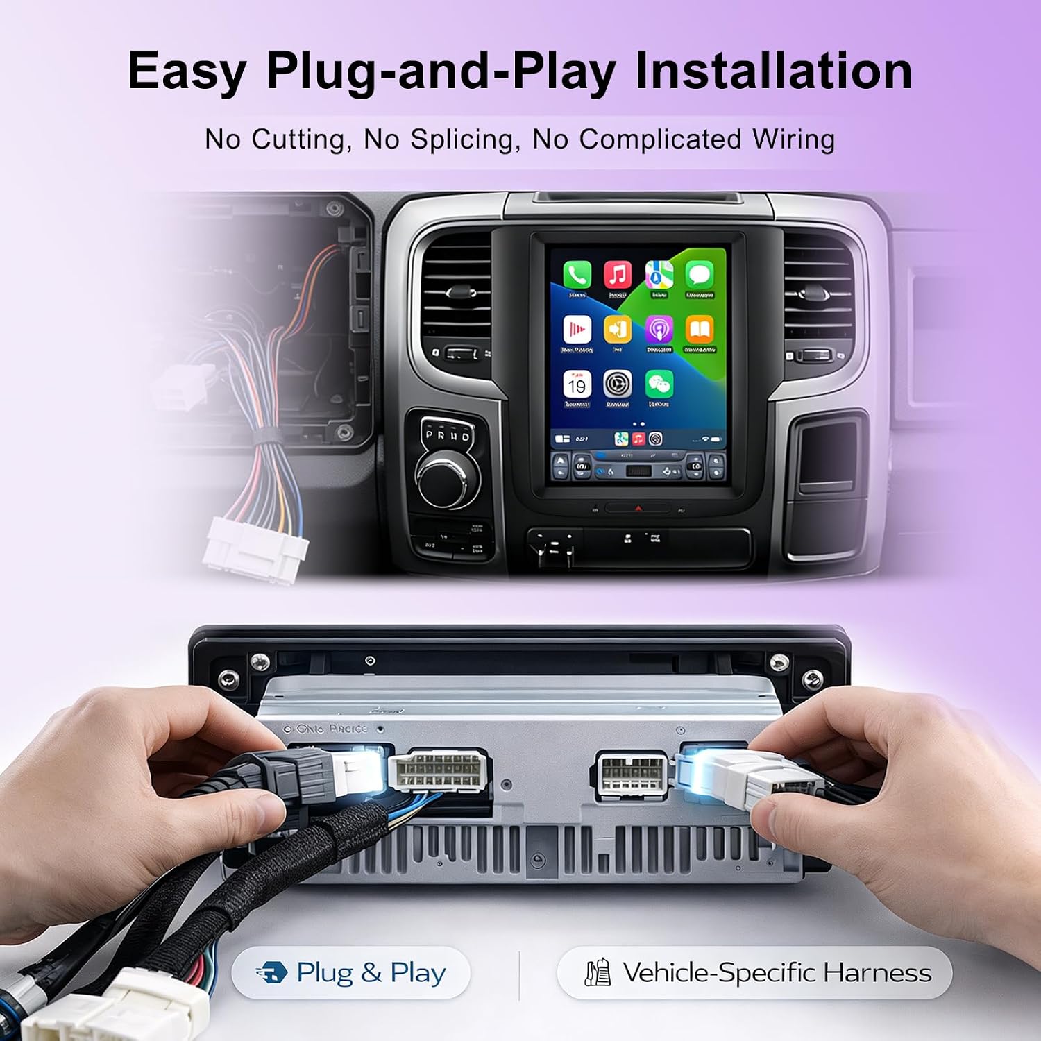 Android 14 Car Stereo for Dodge RAM 1500 2500 3500 2013-2018, 10.4" Touchscreen Radio with Wireless CarPlay & Android Auto, 8-Core 4GB+64GB Head Unit, A/C Control, GPS, BT, SWC, 4G LTE, Plug and Play