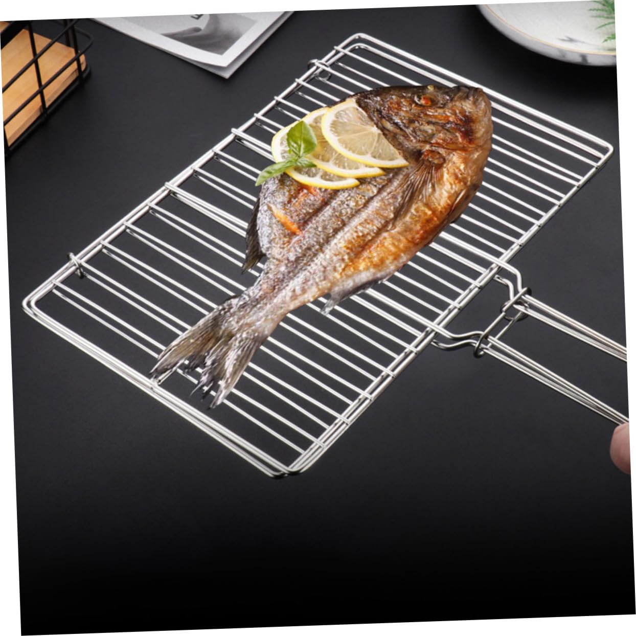 Cestello Facile da Pulire da Usare per Barbecue in Acciaio Inossidabile Rinforzato Rete per Grigliare Carne e Verdure per Barbecue All'aperto e Campeggio