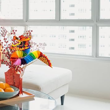Vastsea Chinese Paper Dragon Decoration 3D Paper Dragon Garland Party Streamers Spring Festival Living Room Party Supplies