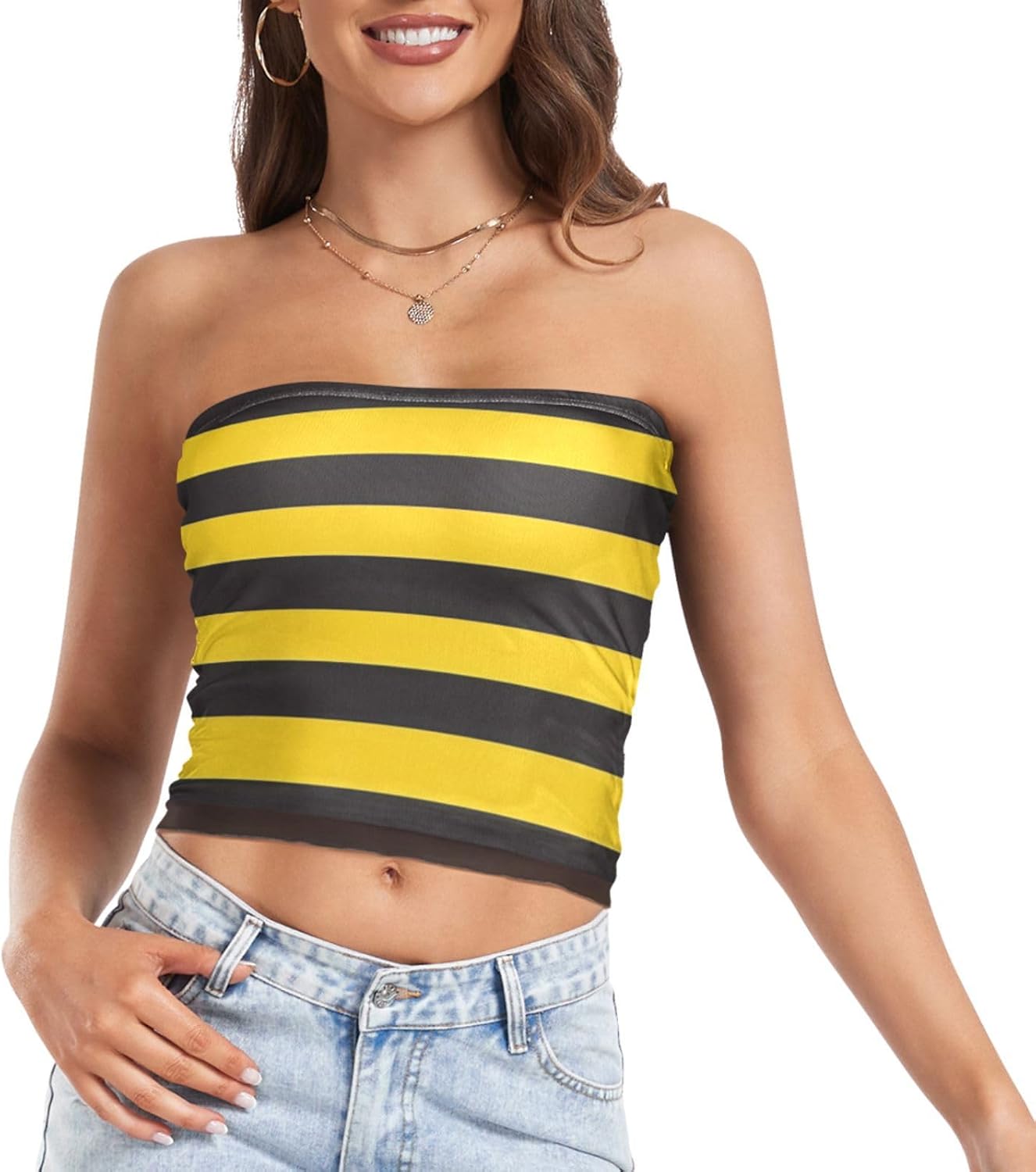 Stirped Tube Tops for Women Y2K Going Out Crop Top Sexy Backless Strapless Bandeau