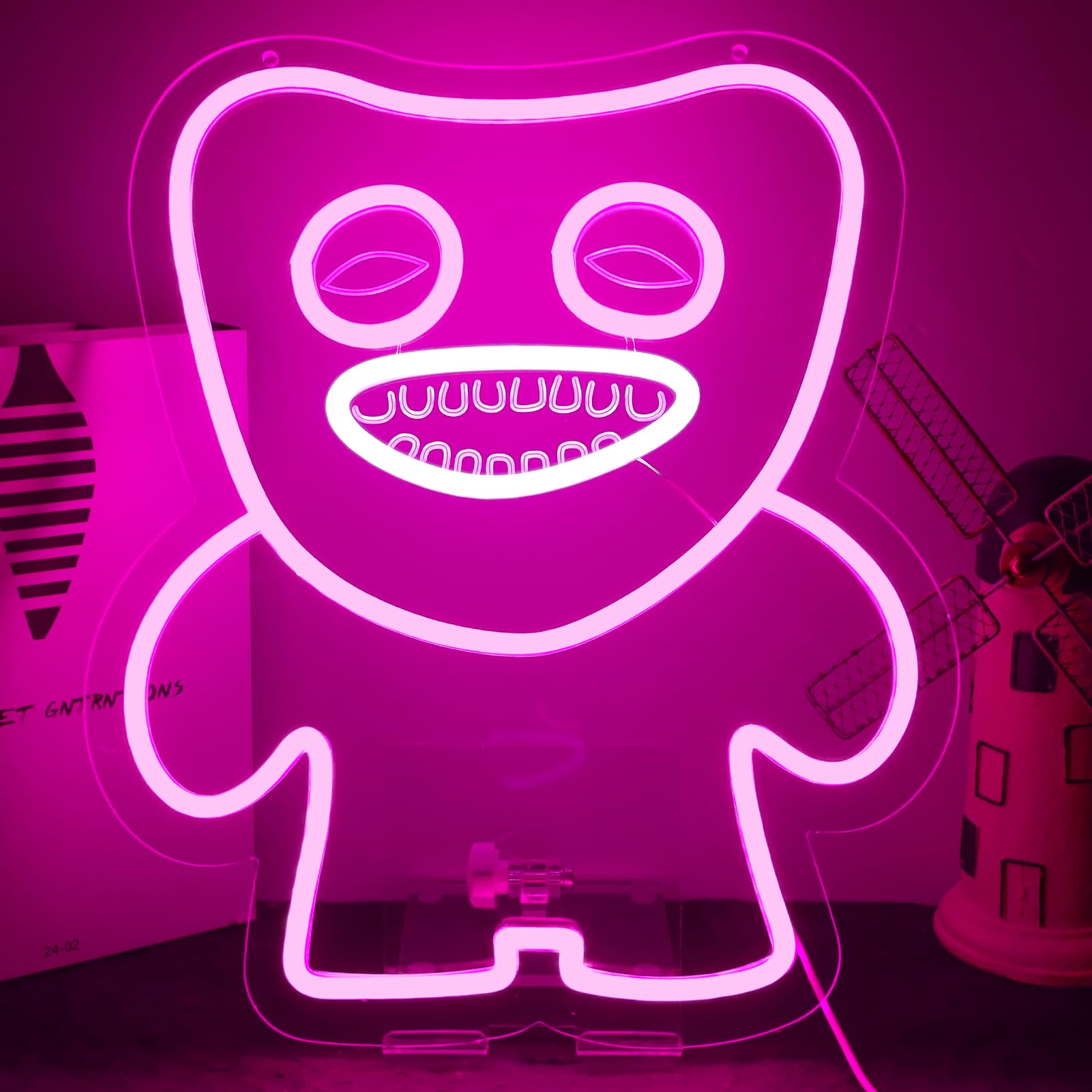 Person Funny Ugly Monster Neon Sign for Wall Decor, Dimmable Neon Light, 14.3x12.2 Inch, for Bedroom, Club, Cafe, Bar, Aesthetic Decor