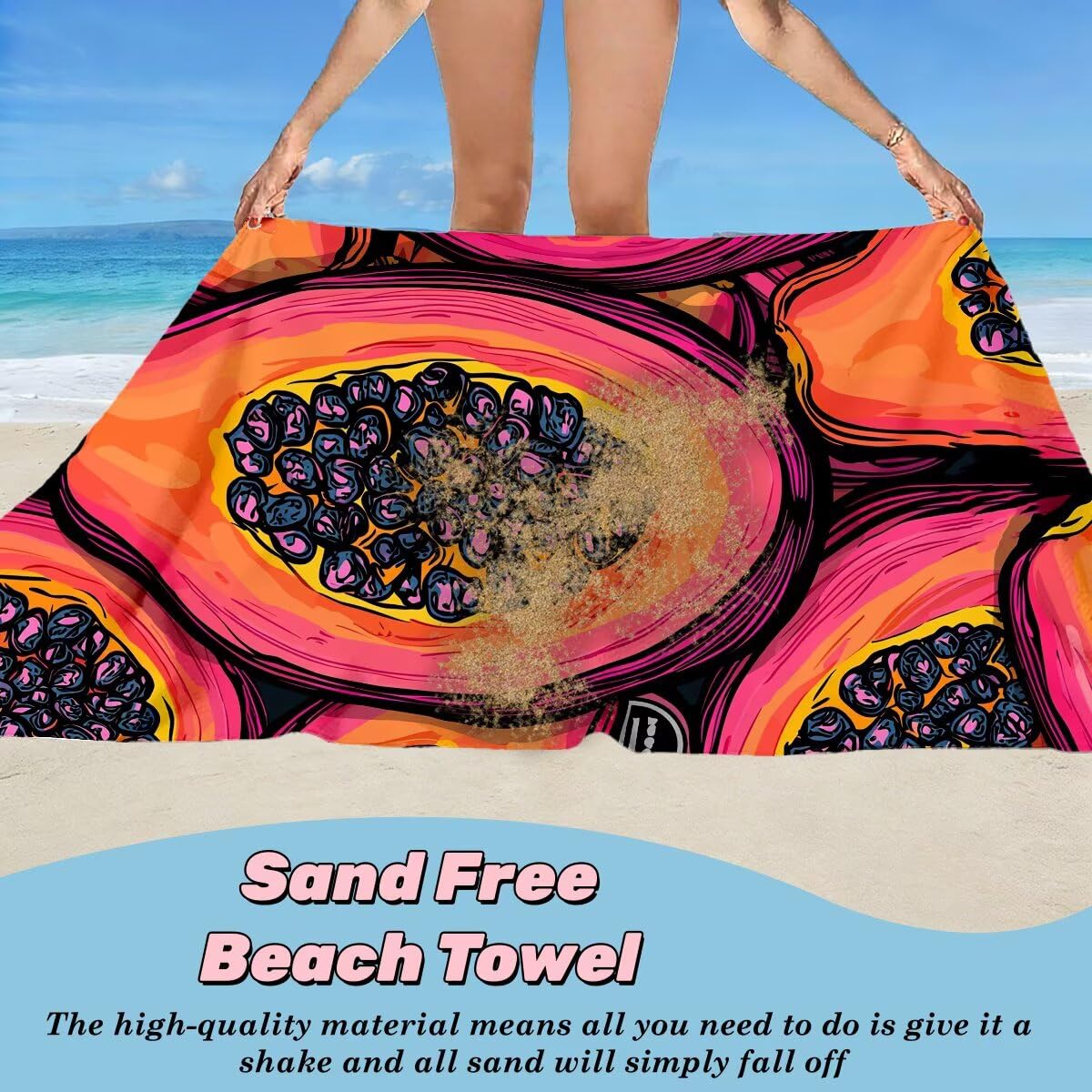Toalla Playa 100x200 cm, Toalla Gimnasio Microfibra Secado Rapido, Juego de 2 Antiarena Toallas de Playa, Ligera Compacta Toallas Microfibra Grande para Viaje, Regalo Hombre Mujer (Papaya) -5021