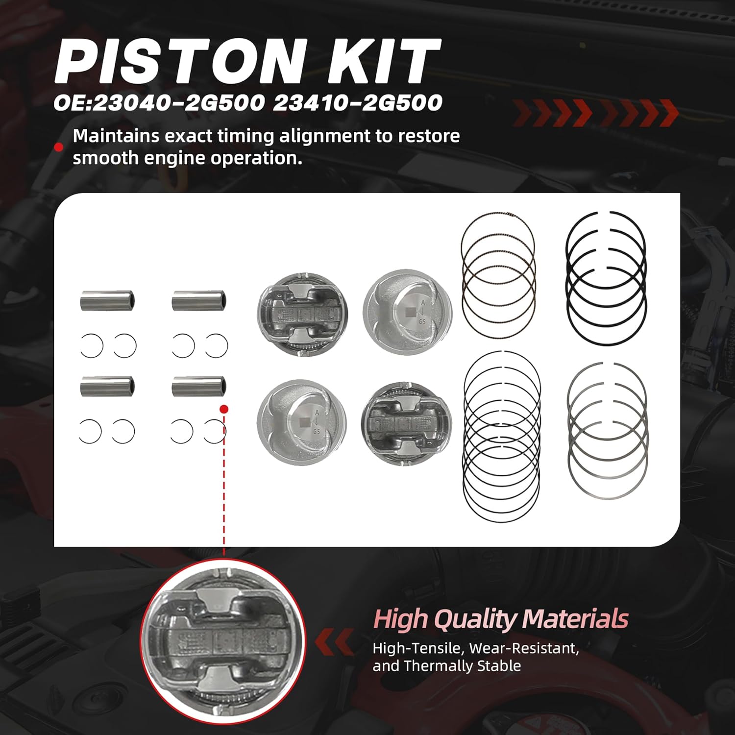 G4KJ 2.4 Engine Rebuild Overhaul Kit w/Crankshaft & Connecting Rods Fit For Hyundai Tucson Sonata Santa Fe For Kia Sorento Optima & Sportage 2.4L 2011-2020 23111-2G200 23510-2G500