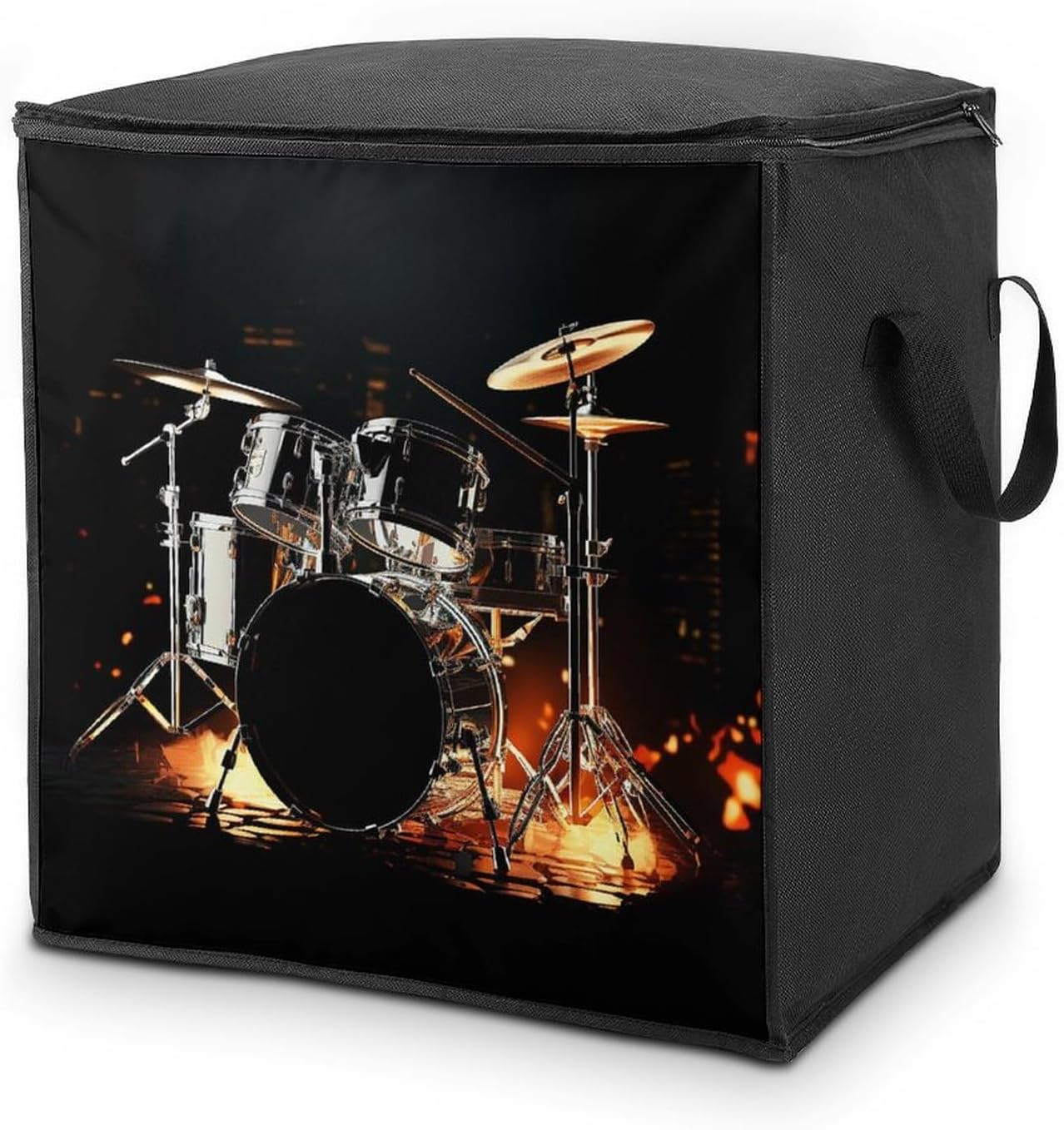 Quilt Storage Bag,Drummer Printed Large Foldable Storage Container Portable Travel Storage Bag for Blankets, Quilts, Clothes, Comforter, Bedding And Pillows