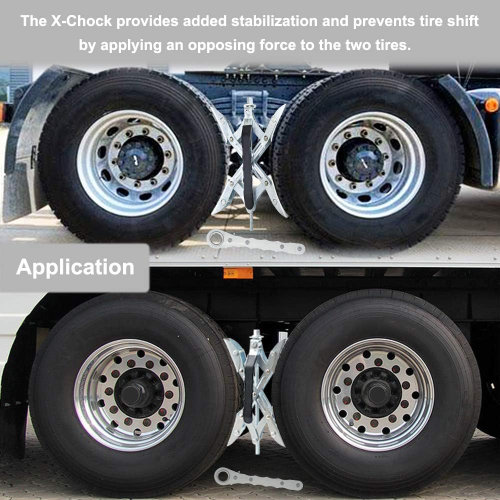 LEDKINGDOMUS X-Chock Wheel Stabilizer, RV Tire Stabilizers Locking Chock for Campers Travel Trailers Trucks with Standard Wrench, 1 Pair
