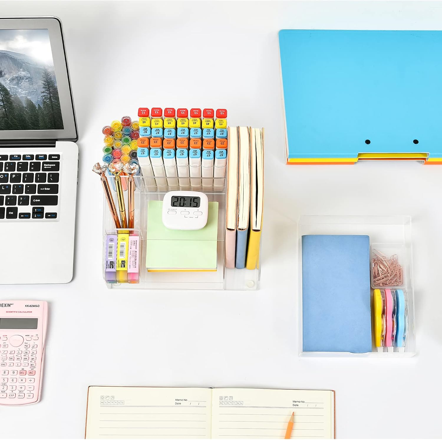 VITVITI Acrylic Desk Organizer, Clear Pencil Organizer for Desk, Multifunctional Desktop Pen Organizer Station, 8 Compartment Office Storage with Drawer, for Magazine/A4 Paper/Art Supply : Office Products