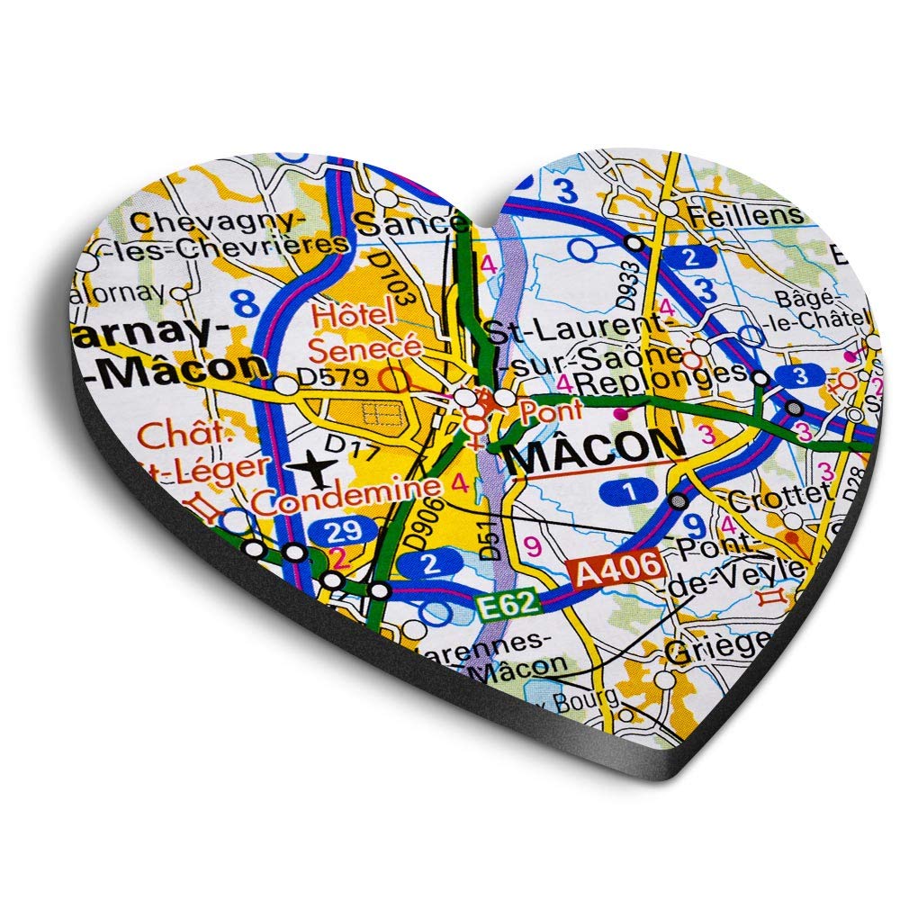 1 x Heart MDF Magnets - Macon City France French Travel Map 45642