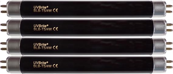 UVBrite 4-Pack BLB-T5/4W F4 (150mm) F4T5 4 Watt Blacklight Bulb for UV Bank Note Money Checker