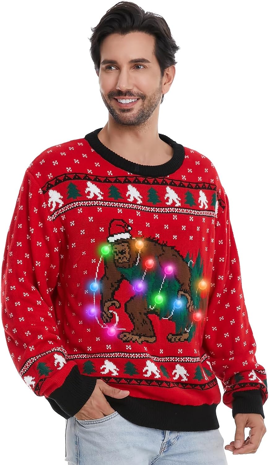 HSCTEK Light Up Men Christmas Sweater