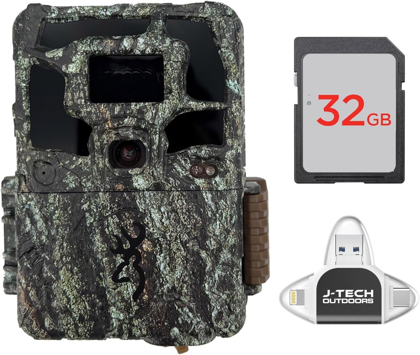Browning Dark Ops Pro X 1080 Trail Game Camera Bundle Includes 32GB Memory Card and J-TECH USB Memory Card Reader Compatible with iPhone/iPad/Android/PC (24MP) | BTC6PX1080