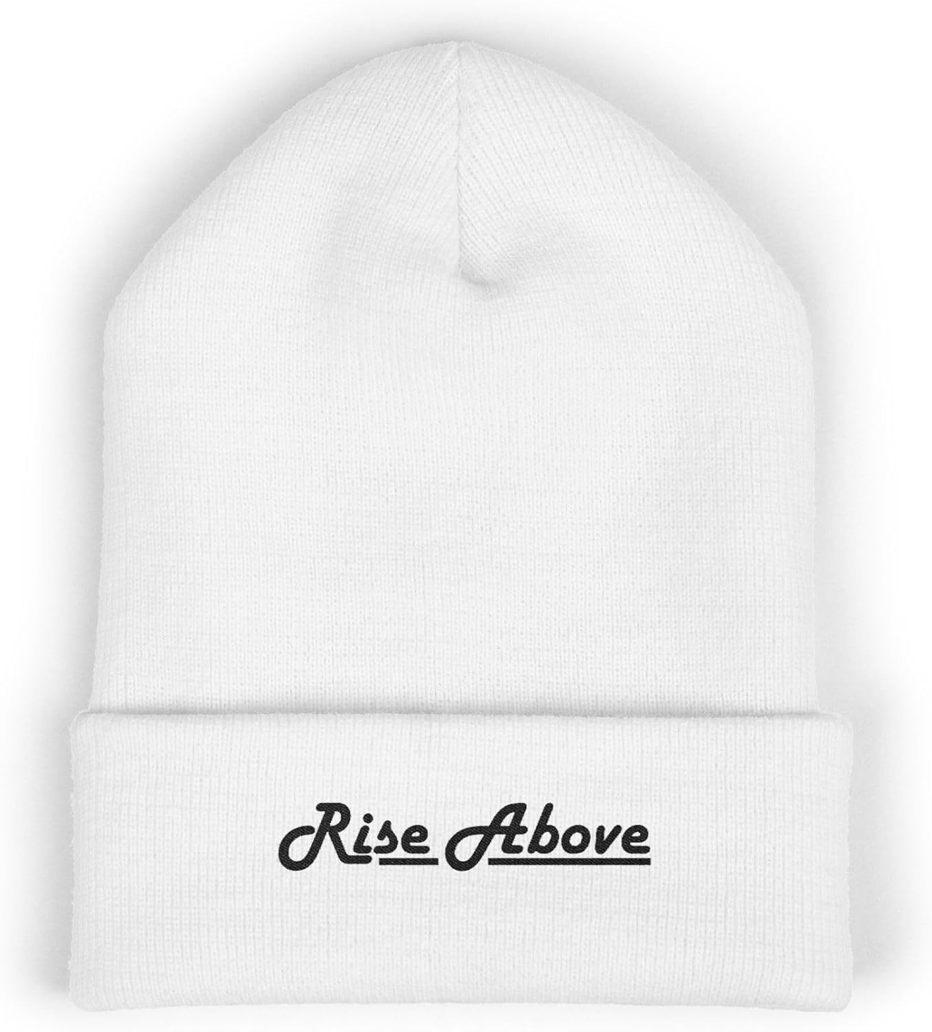 Premium Classic Cuffed Beanie Hat - Rise Above Embroidered Message