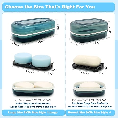 Miniatura 4 de Soporte sólido para barra de champú, soporte de jabón en barra grande, contenedor de jabón de viaje, caja de jabón con capa de drenaje, estuche de