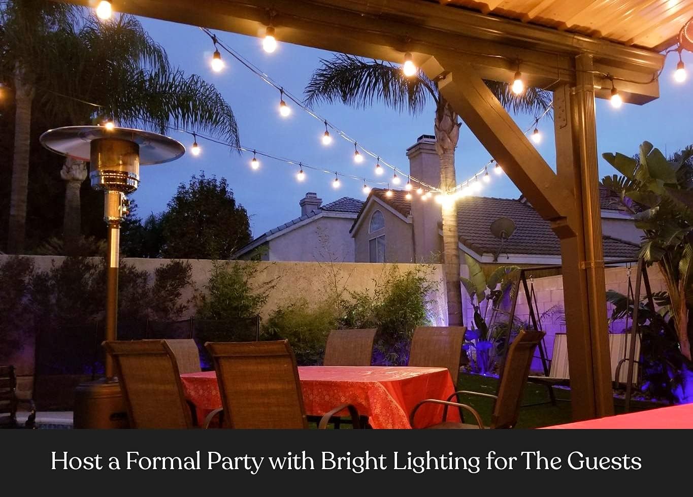 Brightech Ambience Pro Outdoor String Lights - Commercial Grade Waterproof Patio Lights with 48 Ft Dimmable Edison Bulbs - Heavy Duty LED Porch String Lights - 2W LED, Soft White Light : Tools & Home Improvement