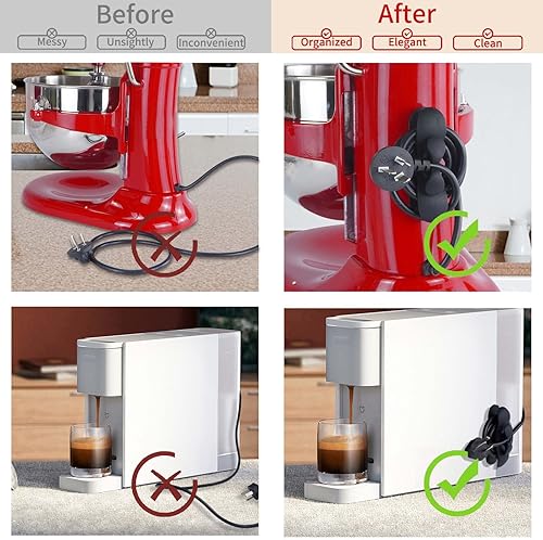 Miniatura 4 de Organizador de cables para electrodomésticos, 2 piezas de envoltura de cables de diseño mejorado para electrodomésticos de cocina con adhesivo súper