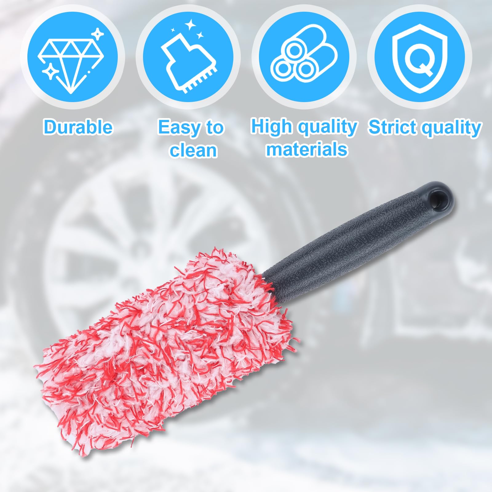 Spazzola Per Cerchioni Auto - Set 3 Pezzi In Microfibra Per Pulizia Ruote - Foto 3