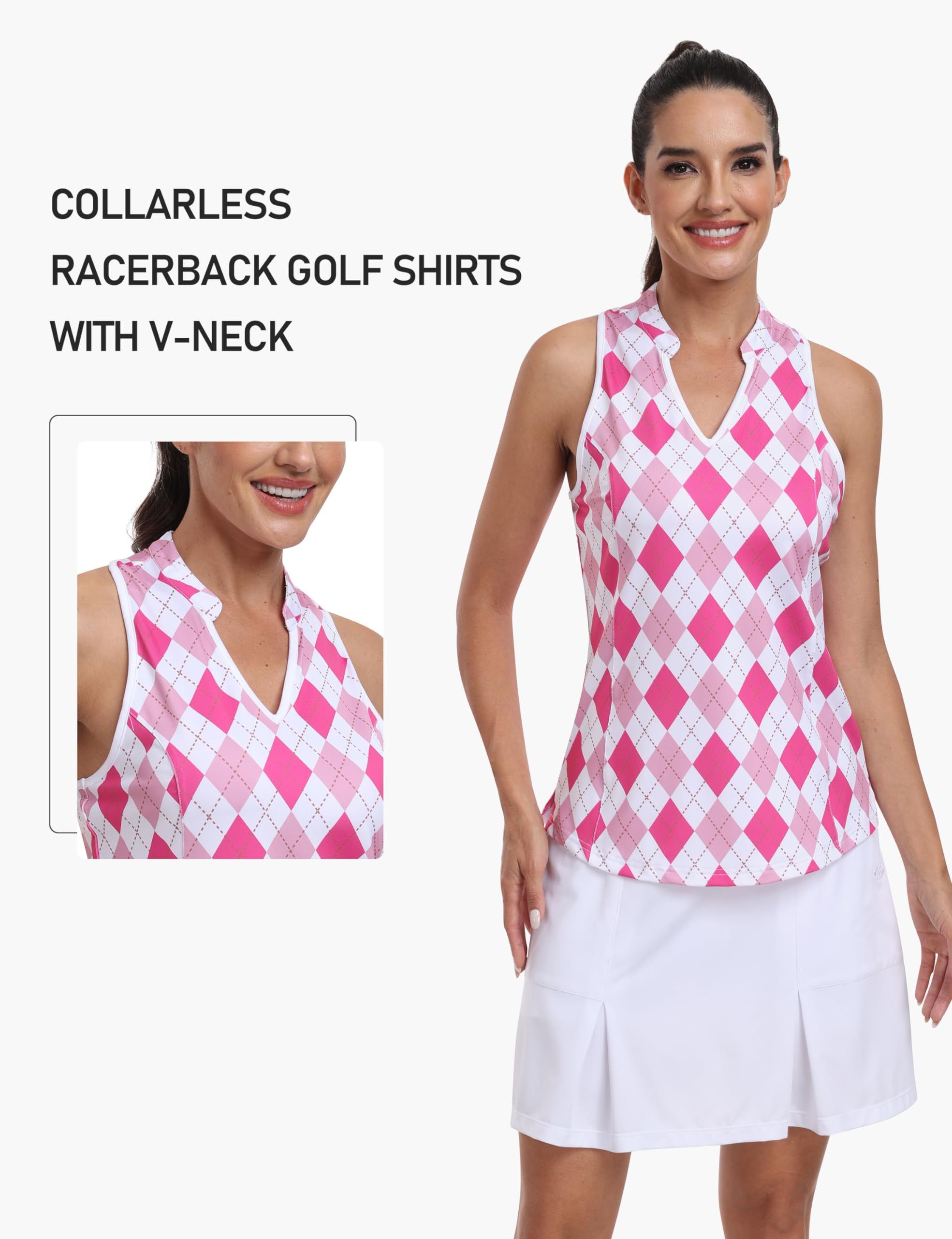 MoFiz Camiseta polo de golf sin mangas con espalda cruzada para mujer, cuello en V, sin cuello, para tenis, correr, secado rápido, atlético, casual