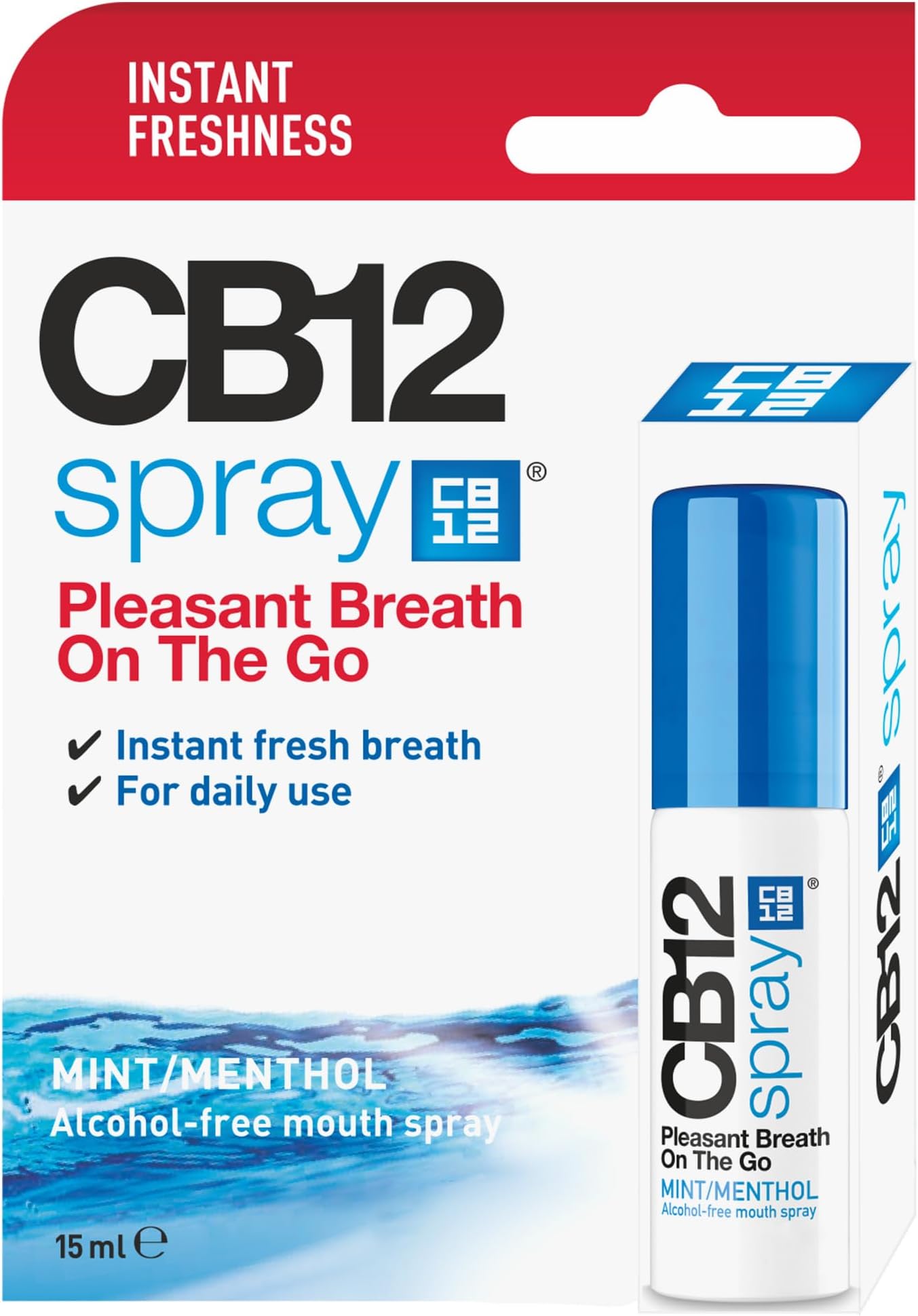 CB 12 Spray – Instant Freshness on the Go, Reduces the Root Cause of Bad Breath, With Zinc Acetate, Mint Flavour – 15 ml