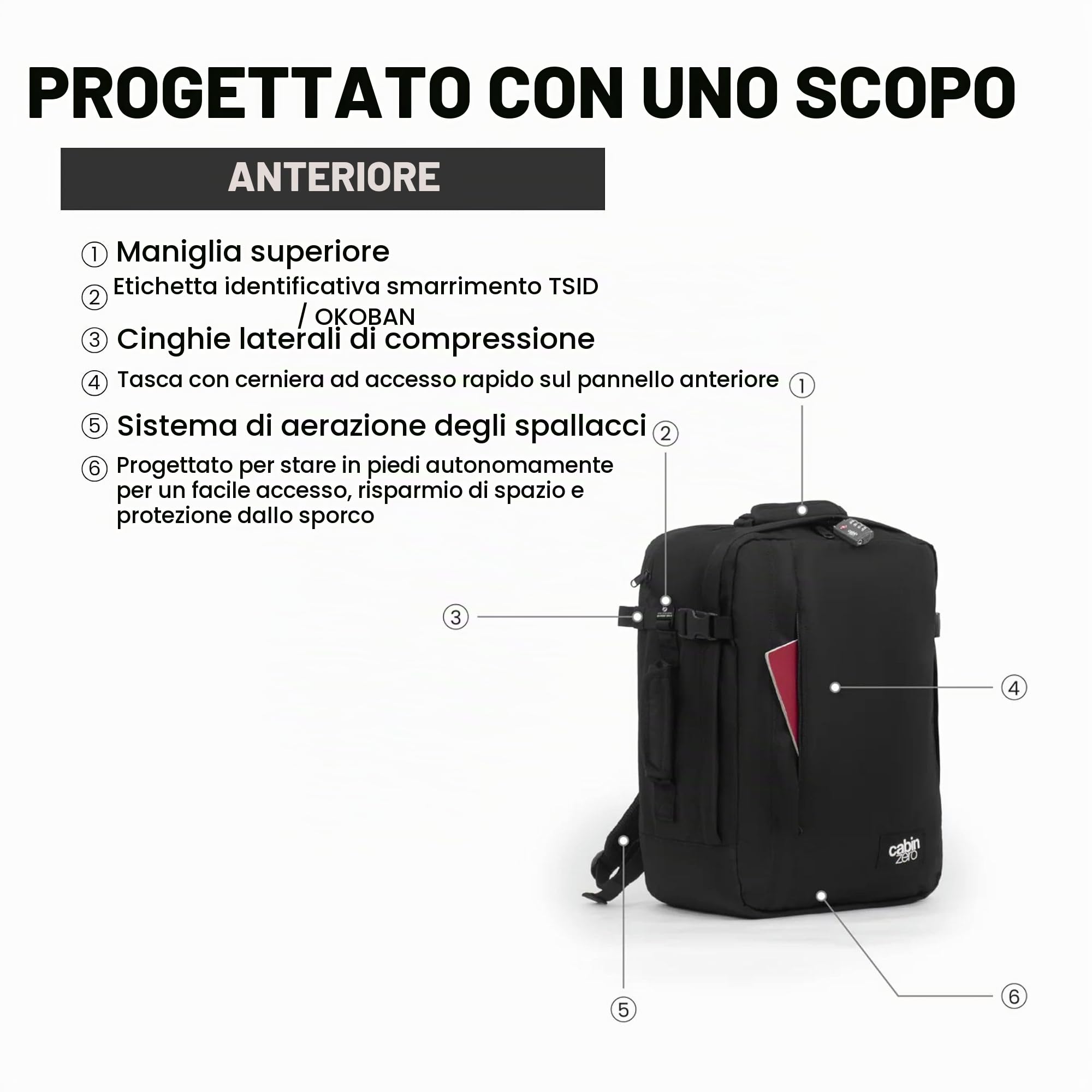 Cabinzero - Cabinzero 'Classic 28l Tech' Ultra Light Cabin Bag With Luggage Trackers., Zaino Unisex - Adulto