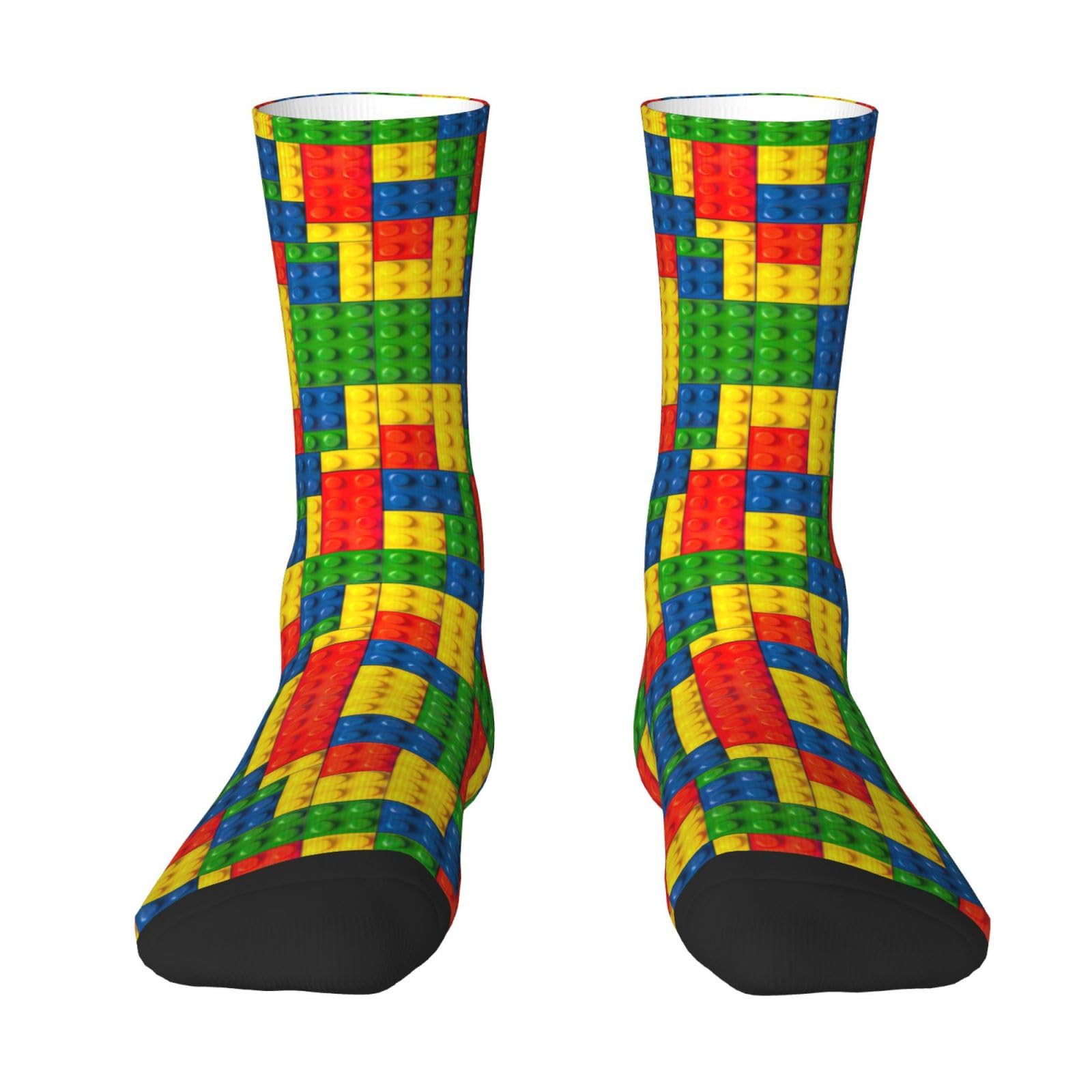 JEJEA Colorful Brick print Socks For Men and Women Men's Moisture Control Crew Socks Gifts For Golf, Hunting, Camping