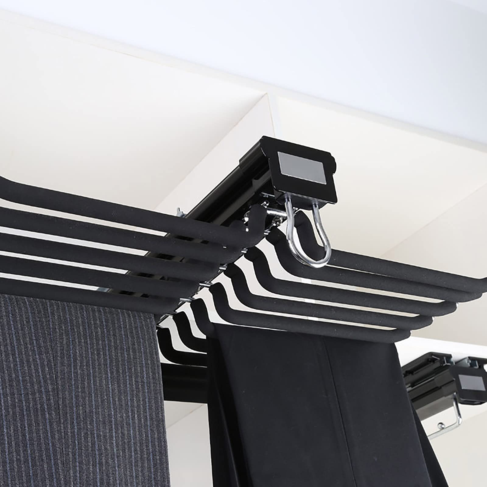 SWENEEN Pull Out Pants Rack,Rail Top Mount,Cabinet Organizers Pants Rack Pant Hanger,With Damping Rail,For Space Saving And Storage,58.5X45.6Cm/23X17.9Inch,Black-58.5x45.6cm/23x17.9i