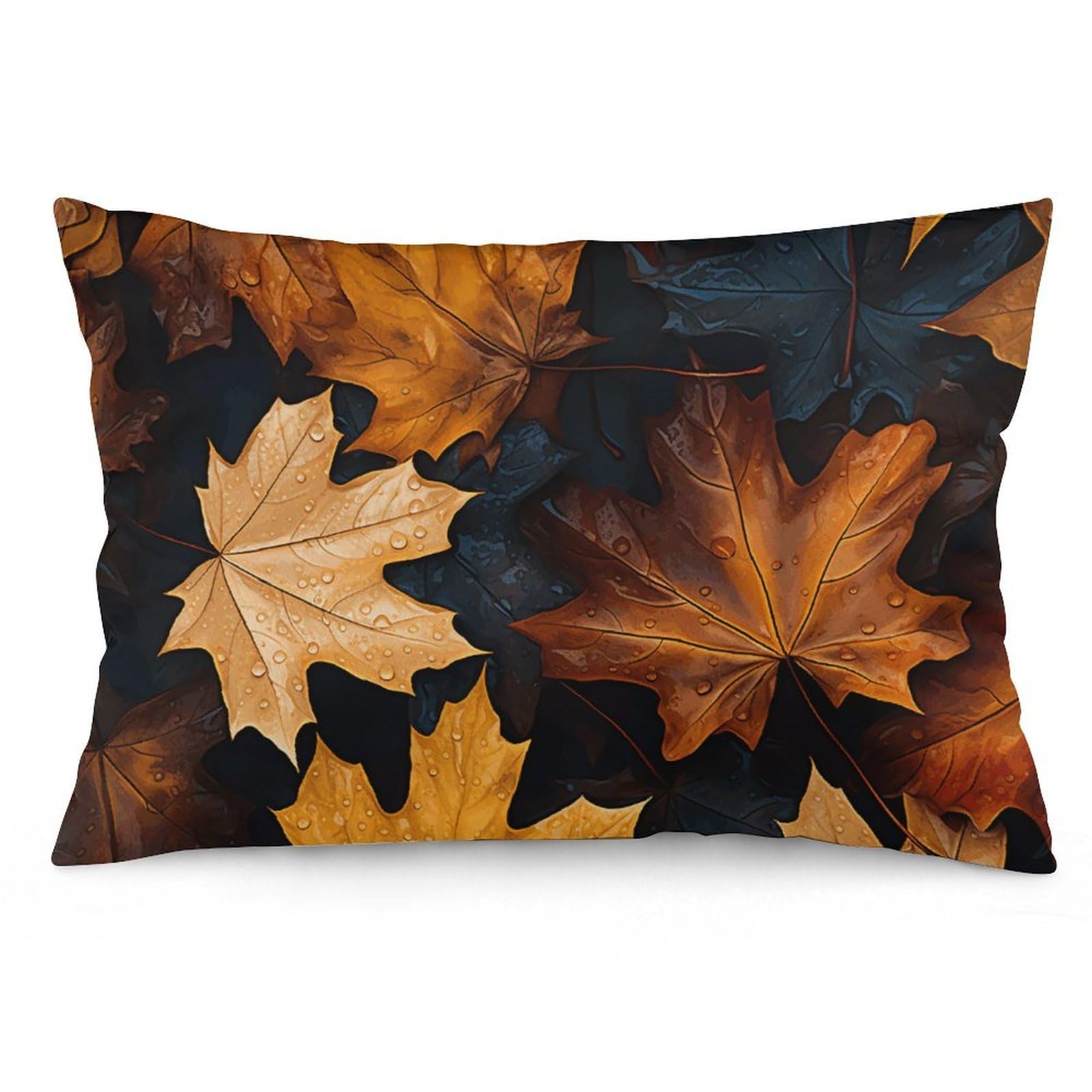2 Pack Pillow Cases for Hair and Skin, Soft Breathable Pillow Case Covers with Hidden Zipper, Maple Leaf Art Painting Pillowcase 20"x30" Pillow Covers for Sleeping Gift