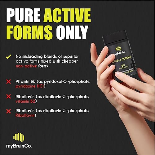 Miniatura 3 de Complejo Active-B  Suplemento de vitamina B activada de alta resistencia con folato B2, B6, B12 y metilo  Apoya la energía, la función cerebral y el