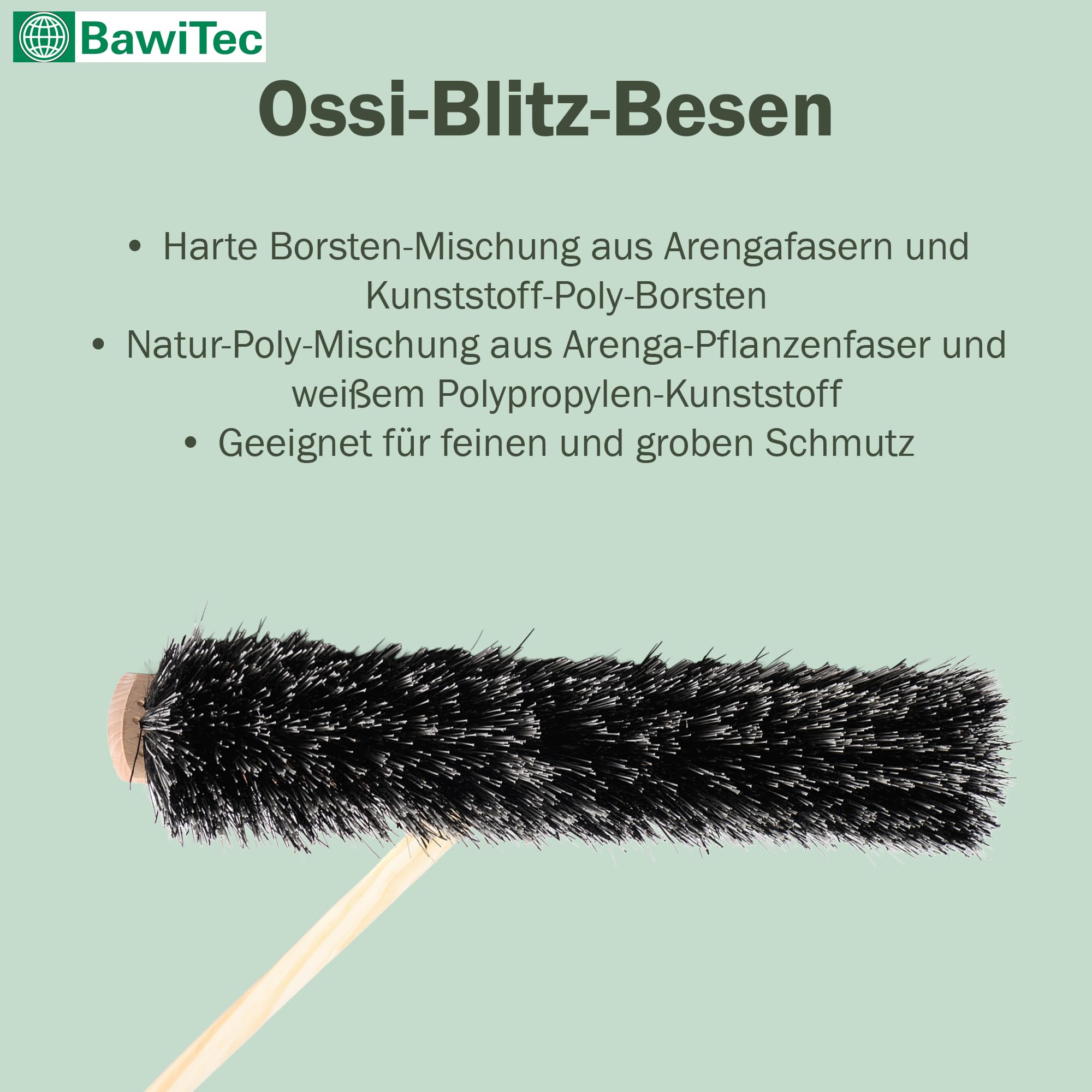 Profi Besen 40cm Harte OssiBlitz Borsten mit Stiel 140cm Lang Besenstiel