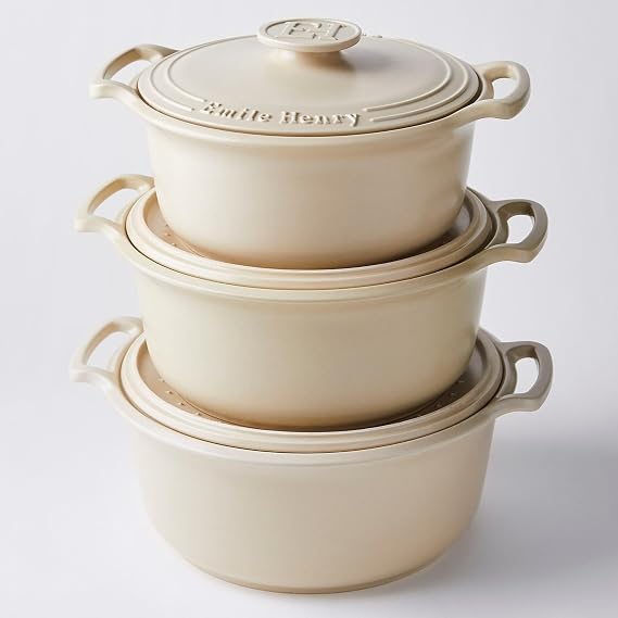 Emile Henry Made in France SUBLIME Ceramic 6 qt. Round Dutch Oven, Creme