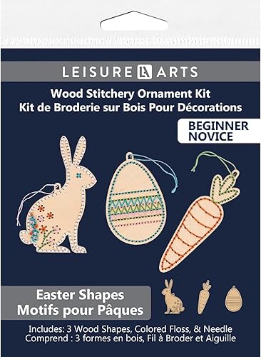 Kit de costura de madera, adornos de Pascua, juego de 3 piezas, manualidades para adultos o niños, kits de manualidades para adolescentes, kit de
